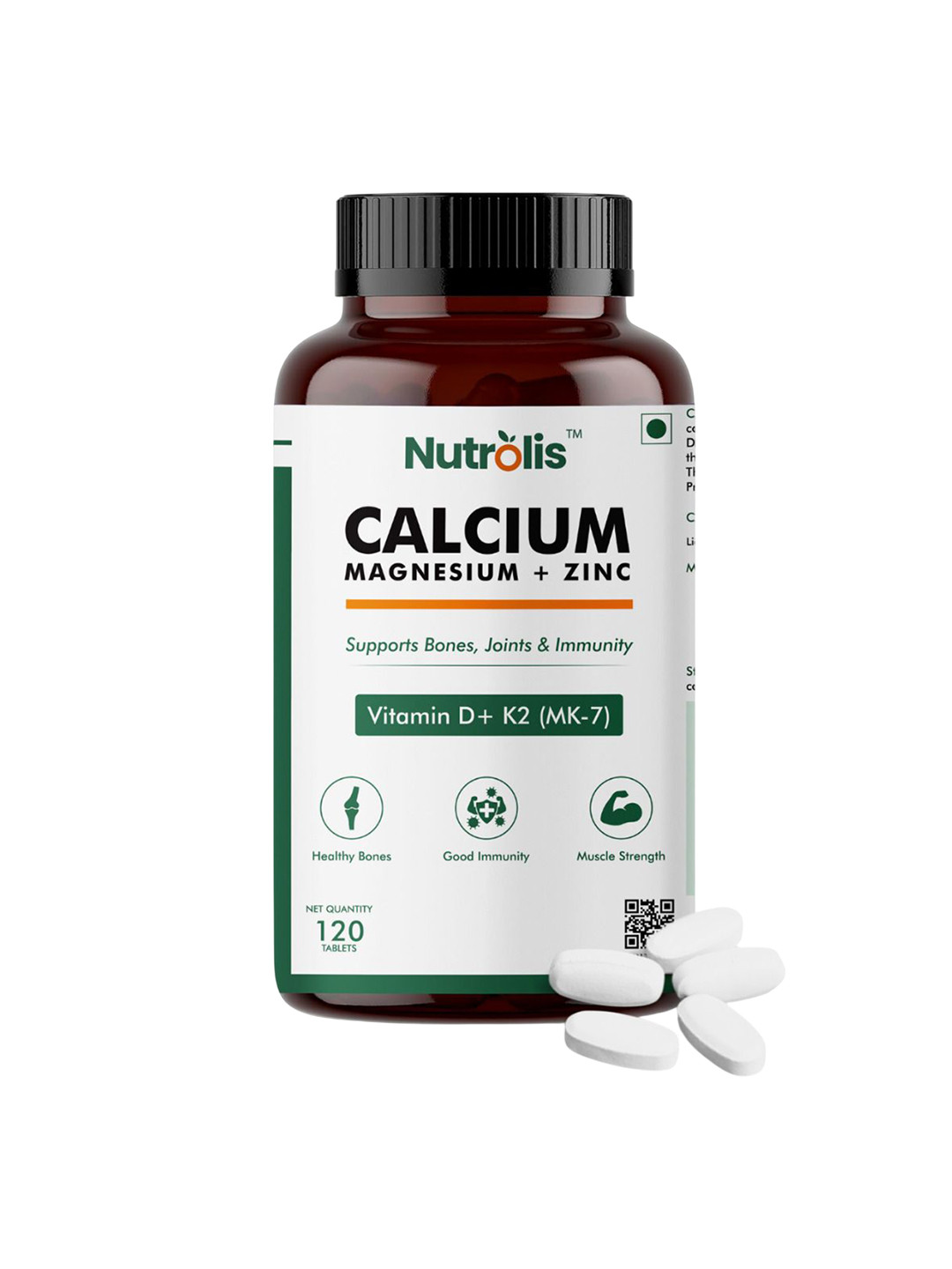 Nutrolis Calcium Magnesium Zinc With Vitamin D3 & K2  - 90 Tablets