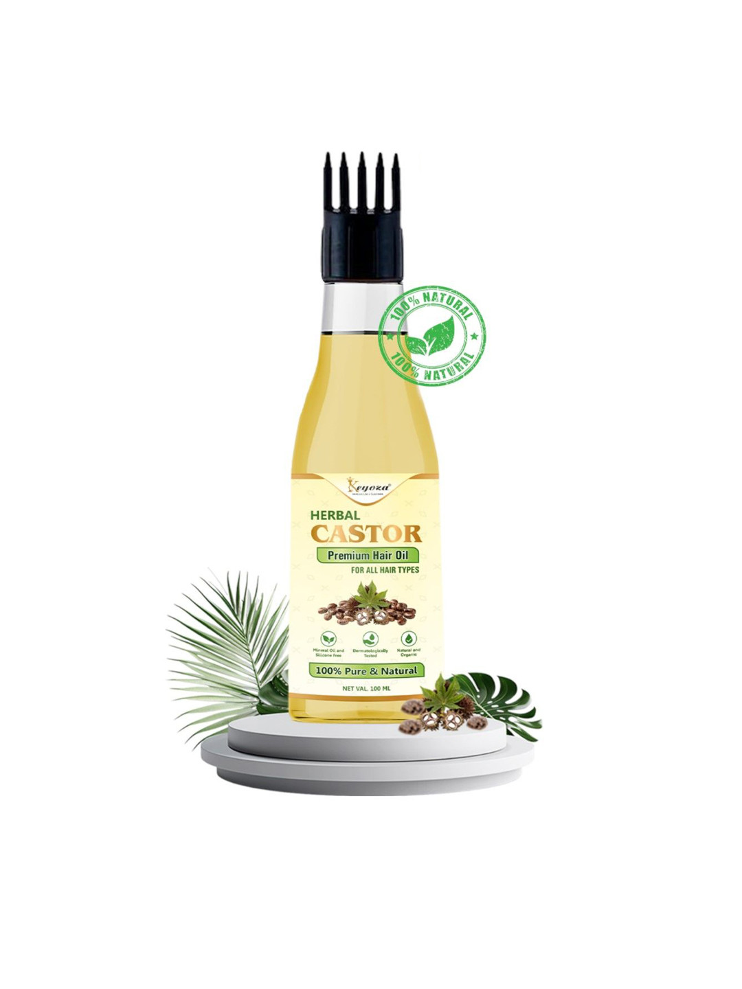 KEYOZA Castor Hair Oil With Jojoba For Hair Growth - 100 ml