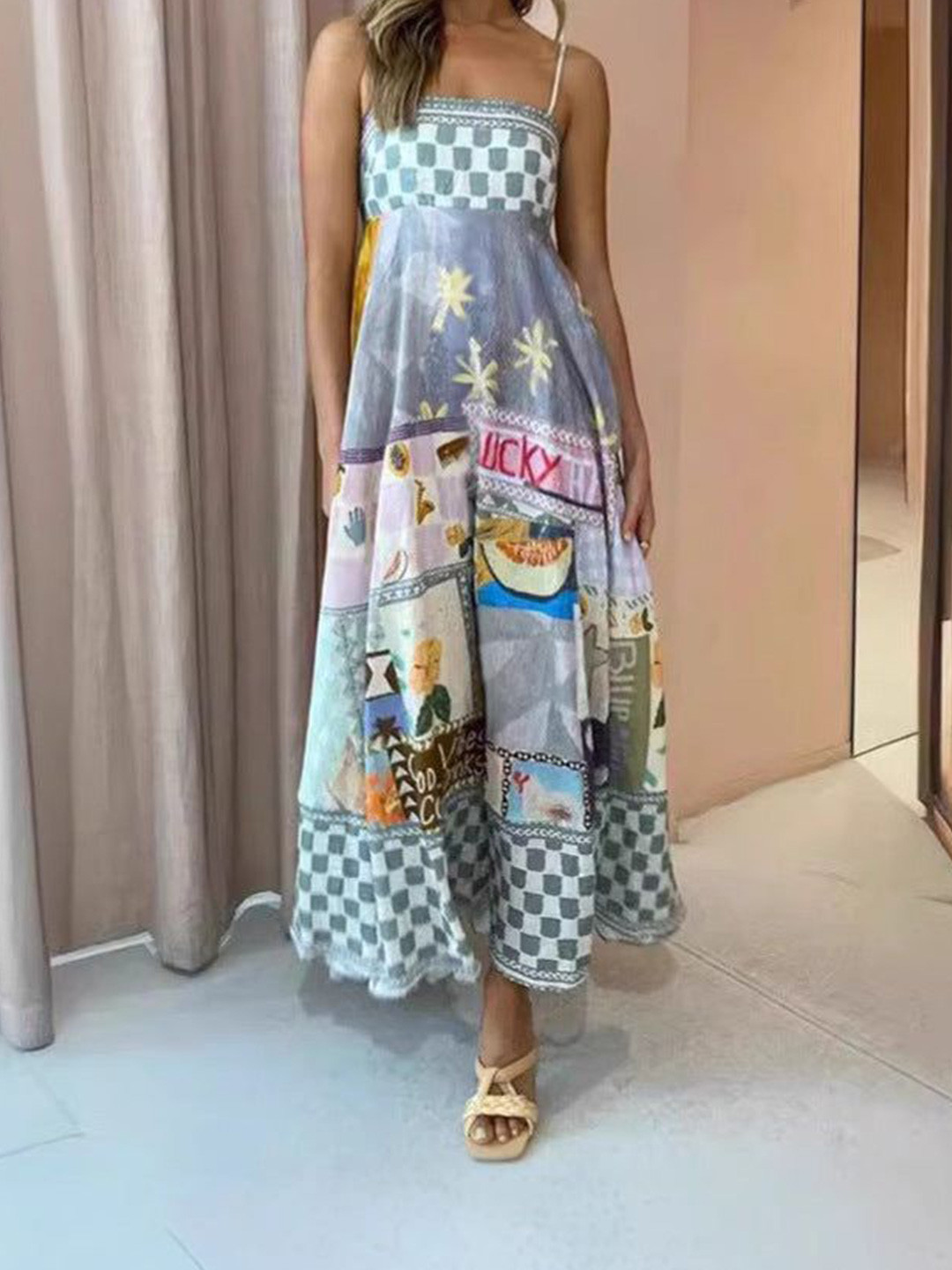 Outzidr Women Floral Print Slip Dress