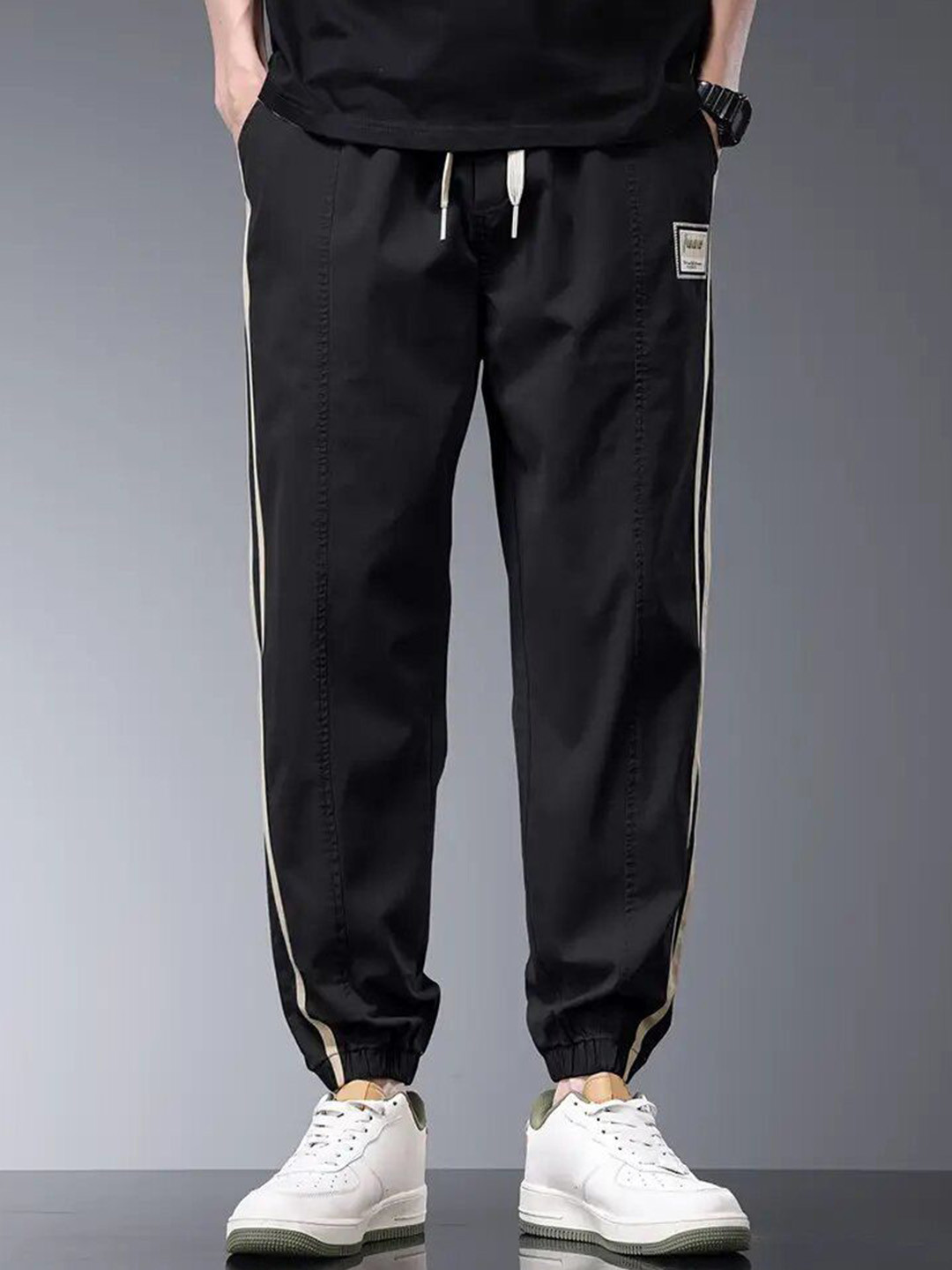SZN Men High-Rise Relaxed Fit Joggers with Side Stripes