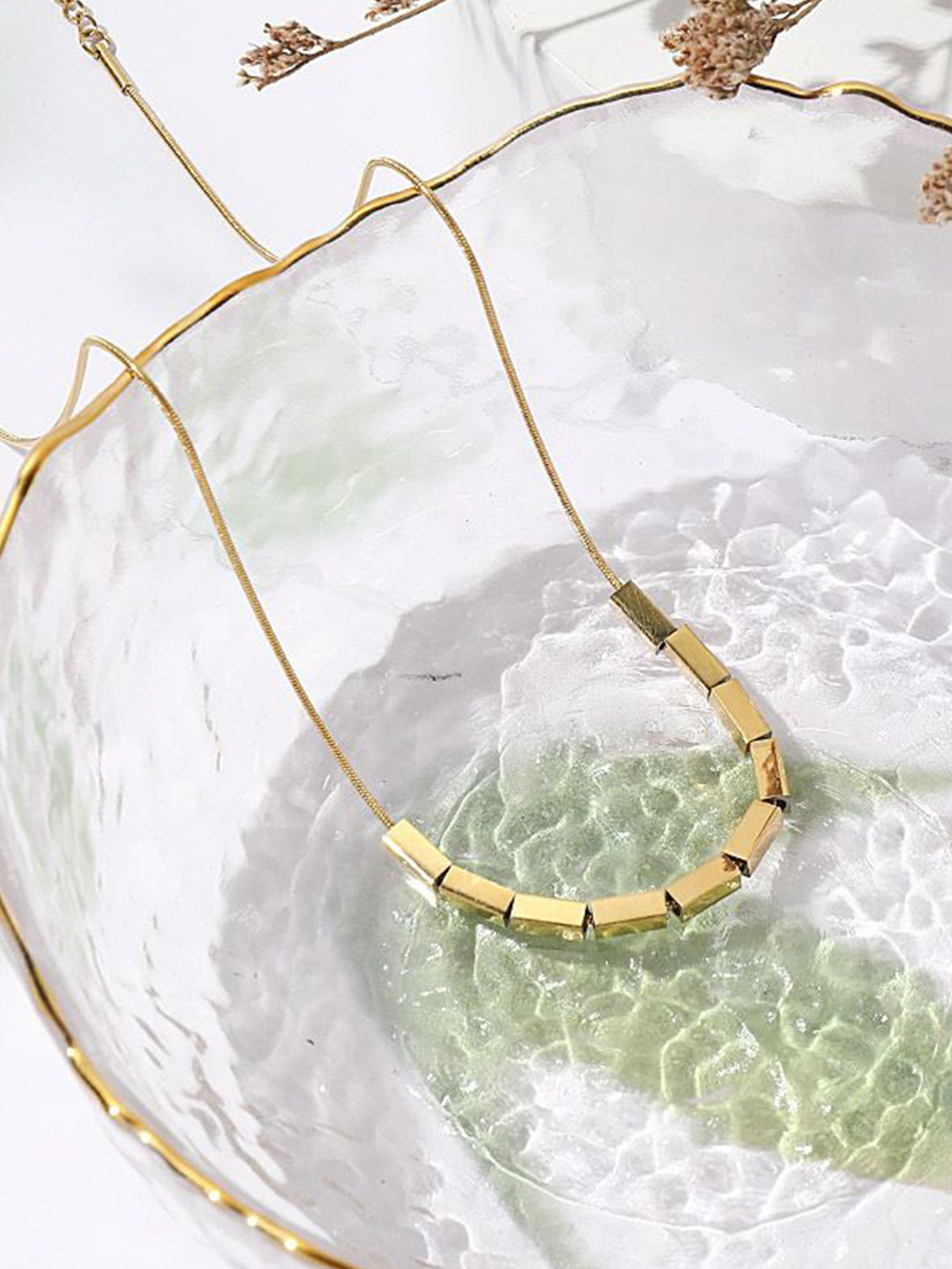 Aiza 18KT Gold Plated Cube of Elegance Necklace