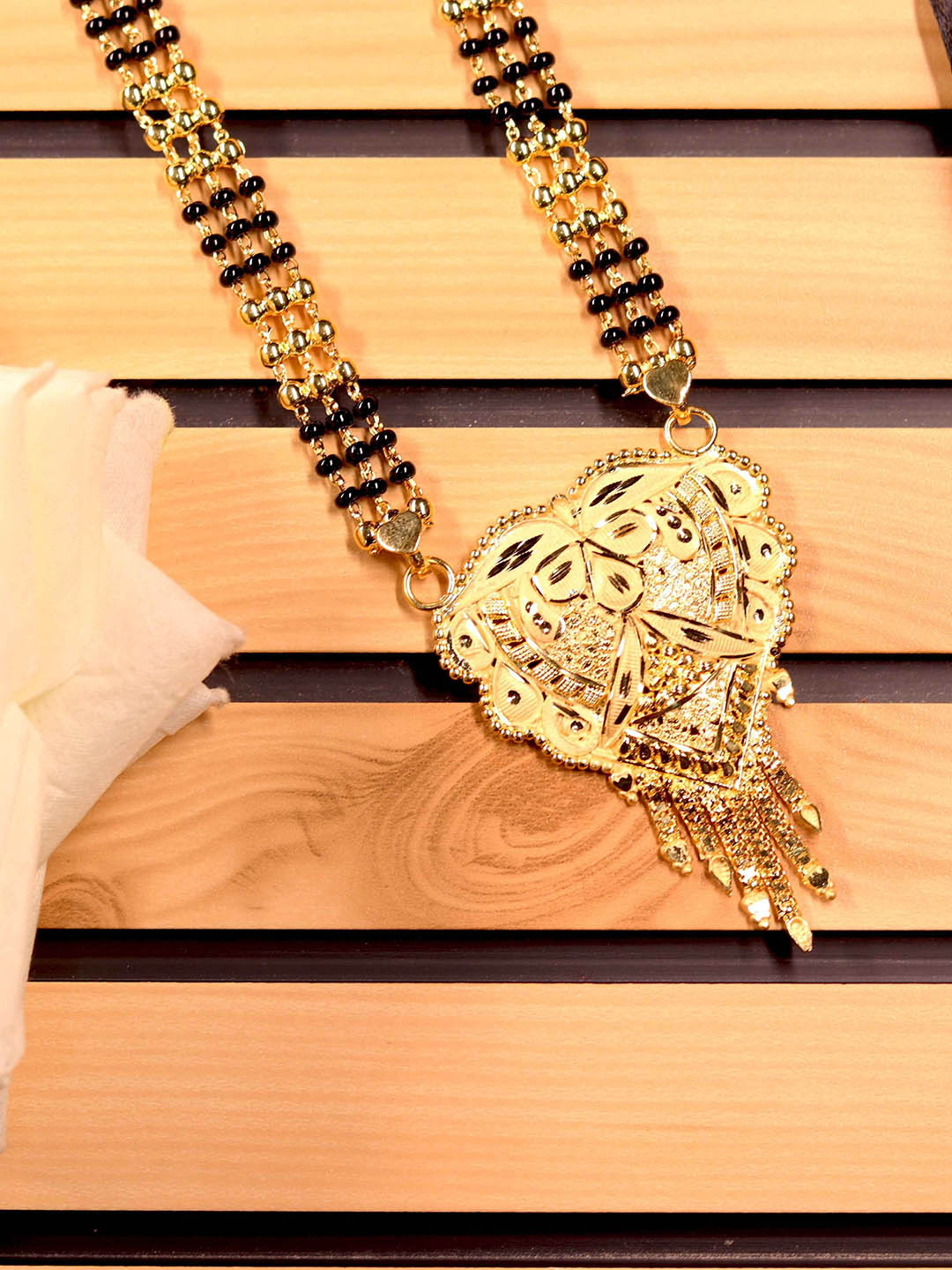 GOLD CASH One Gram 10KT Gold-Plated Beaded Mangalsutra