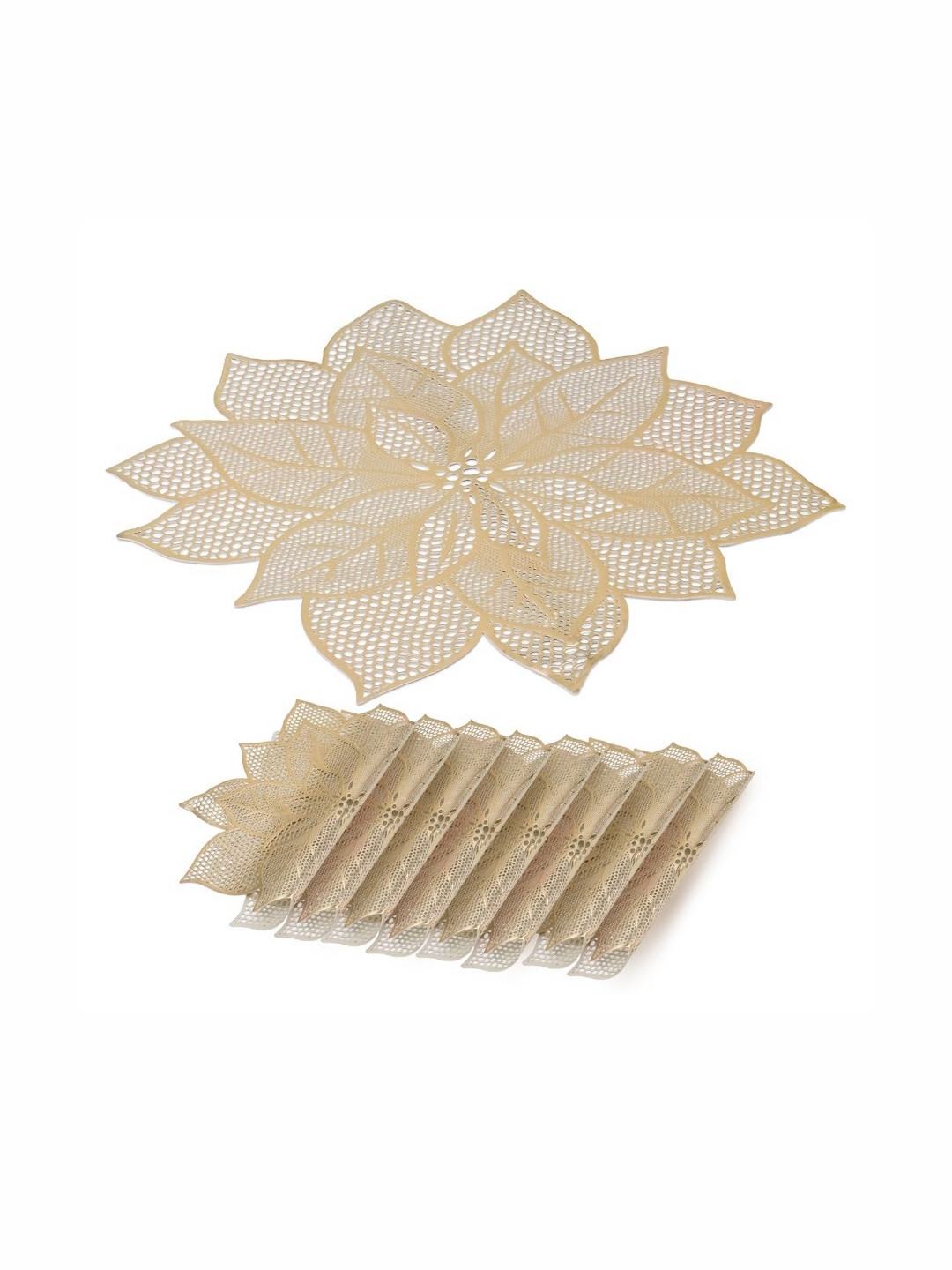 Star Weaves Set Of 8 Flower Design Anti Slip Table Placemats