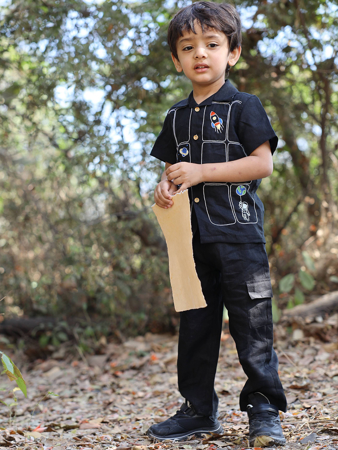 Funny Bones Linen Imperial Stars & Shuttle Print Coord Set