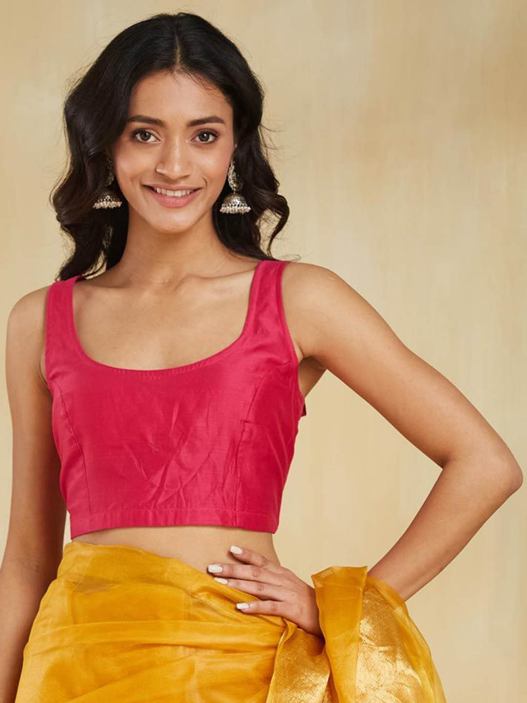 Fabindia U Neck Stitched Saree Blouse