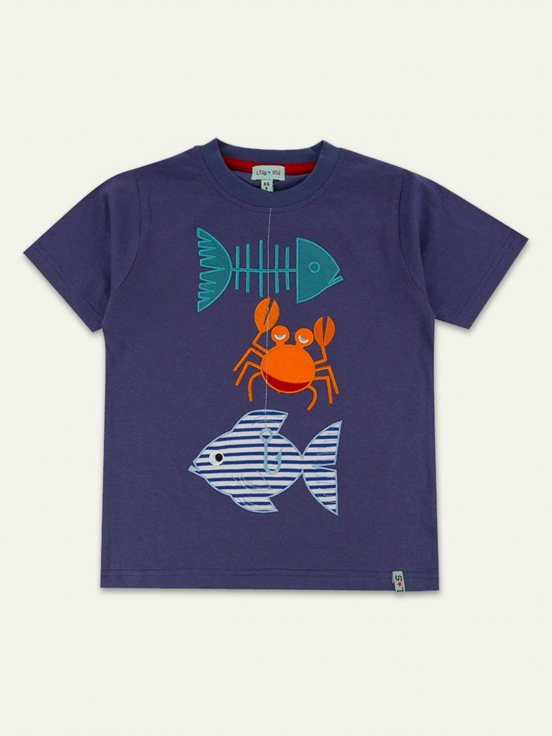 Lilly and Sid Boys Printed Extended Sleeves Organic Cotton Applique T-shirt