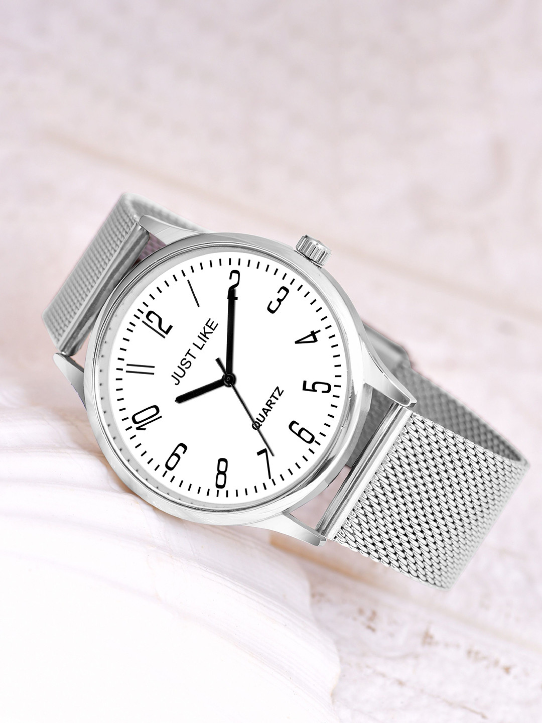 JUST LIKE Men Round Dial & Stainless Steel Analogue Watch slim sefar lr-6 white steel