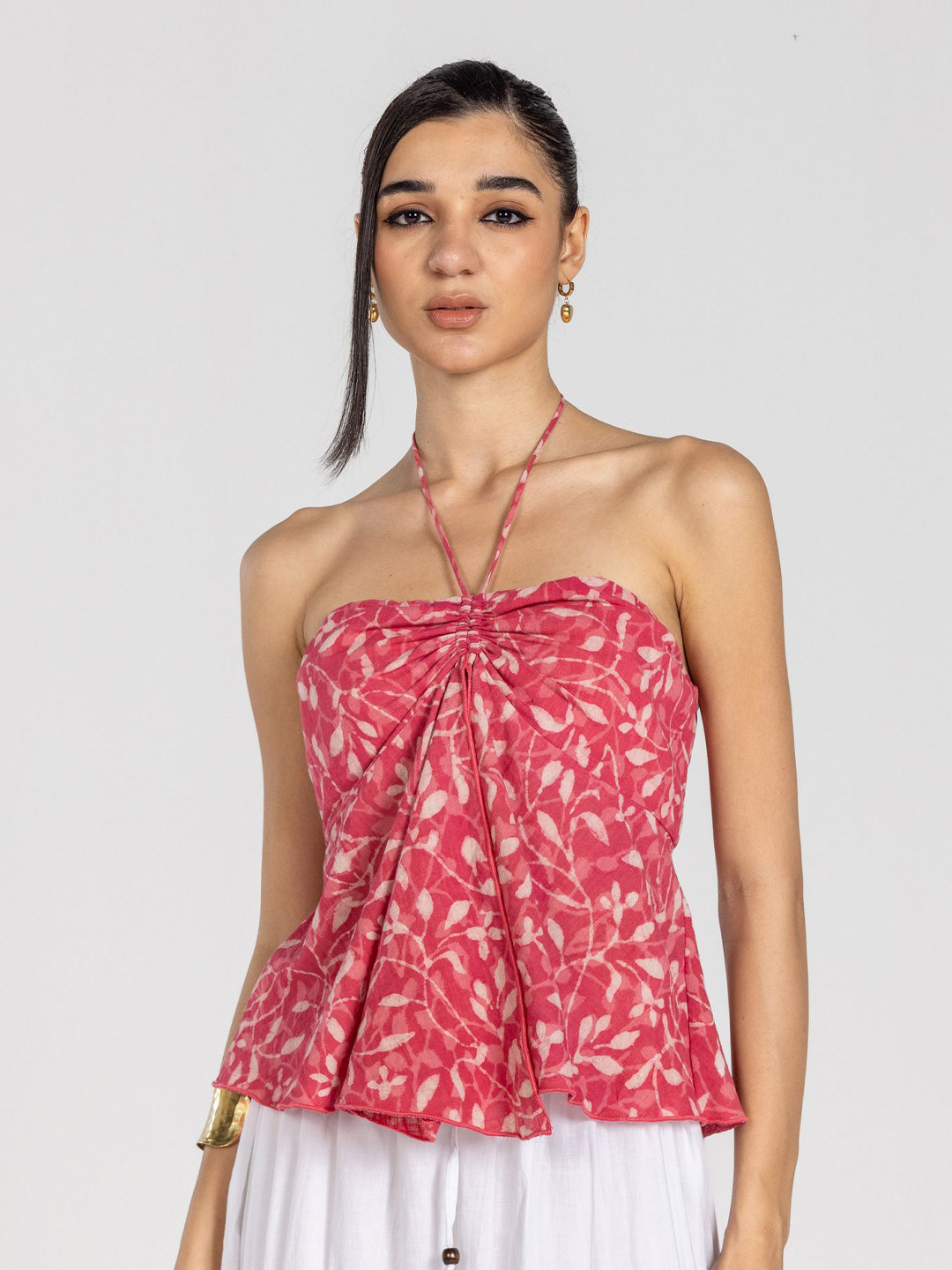 Past Modern Floral Printed Cotton Top