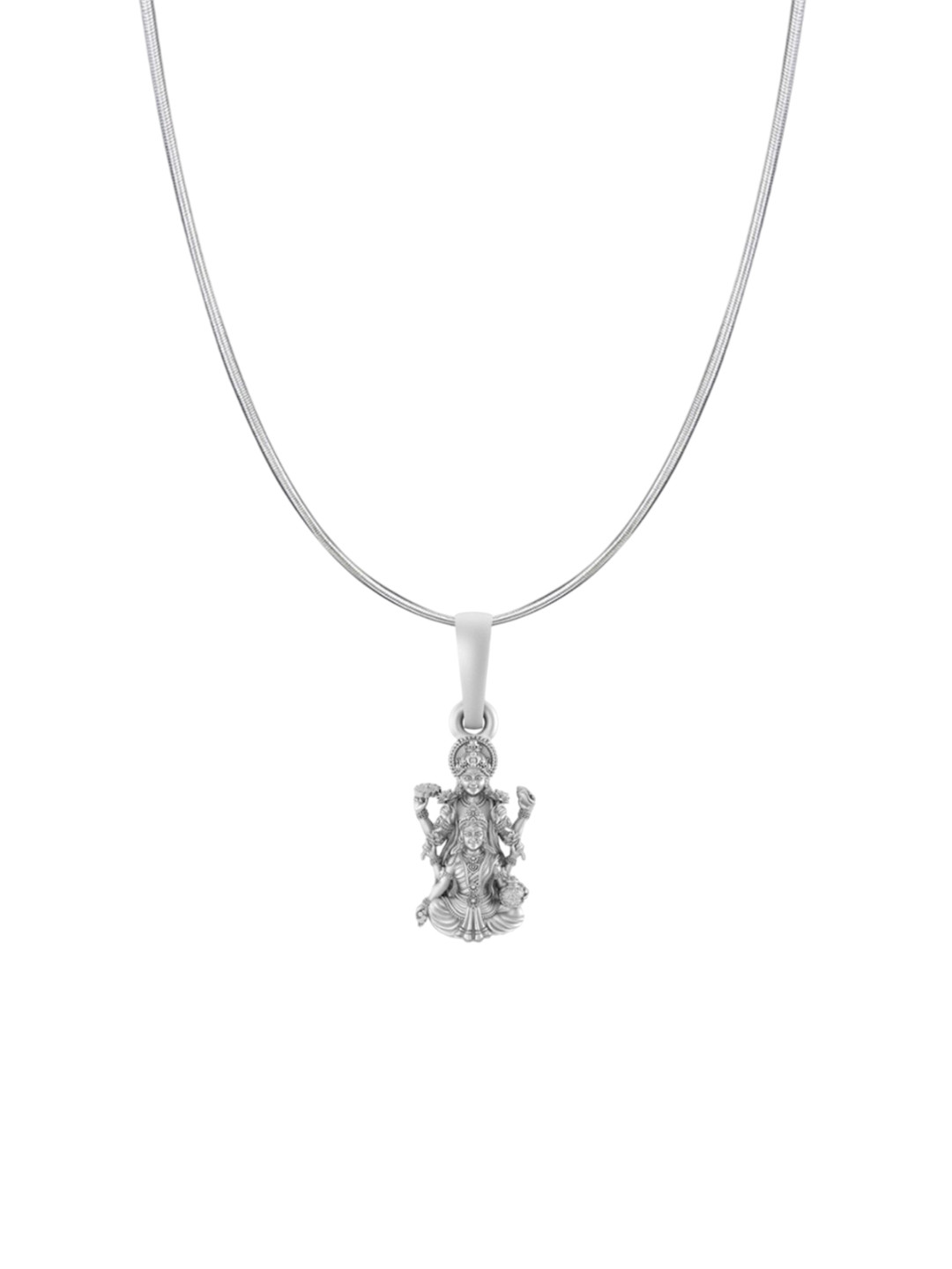Metronaut Men 925 Sterling Silver Vishnu Laxmi Pendant With Snake Chain