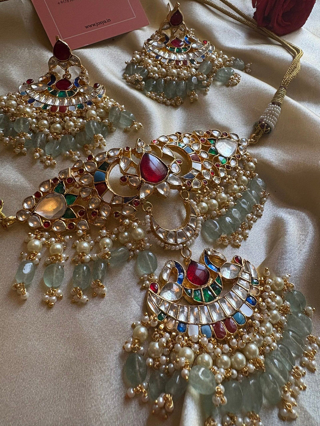 JOSYA Gold-Plated Kundan-Studded & Beaded Jewellery Set
