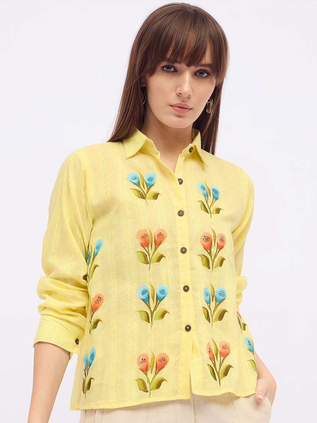 Routes by All About You Women Floral Print Cotton Shirt Style Top