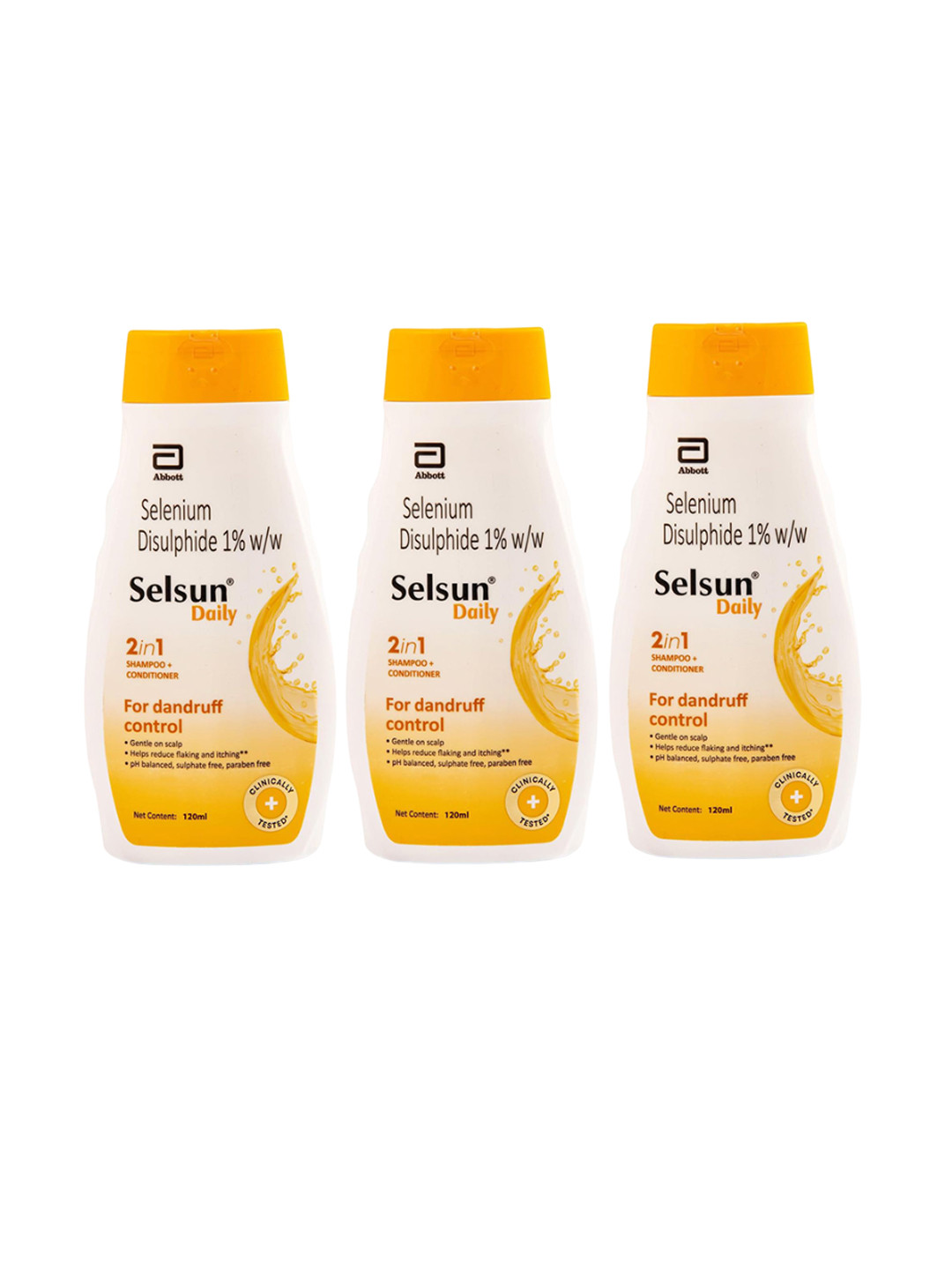 Selsun Set Of 3 2-in-1 Anti-Dandruff Shampoo + Conditioner for Dry Scalp - 120 ml Each