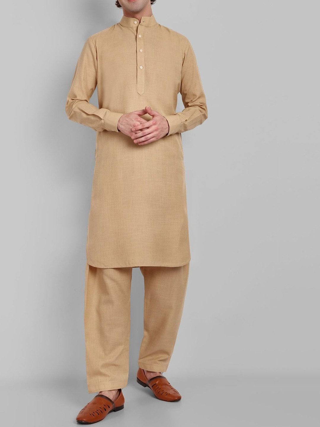 Mera Rang Men Regular Linen Kurta with Pyjamas Kurta Sets