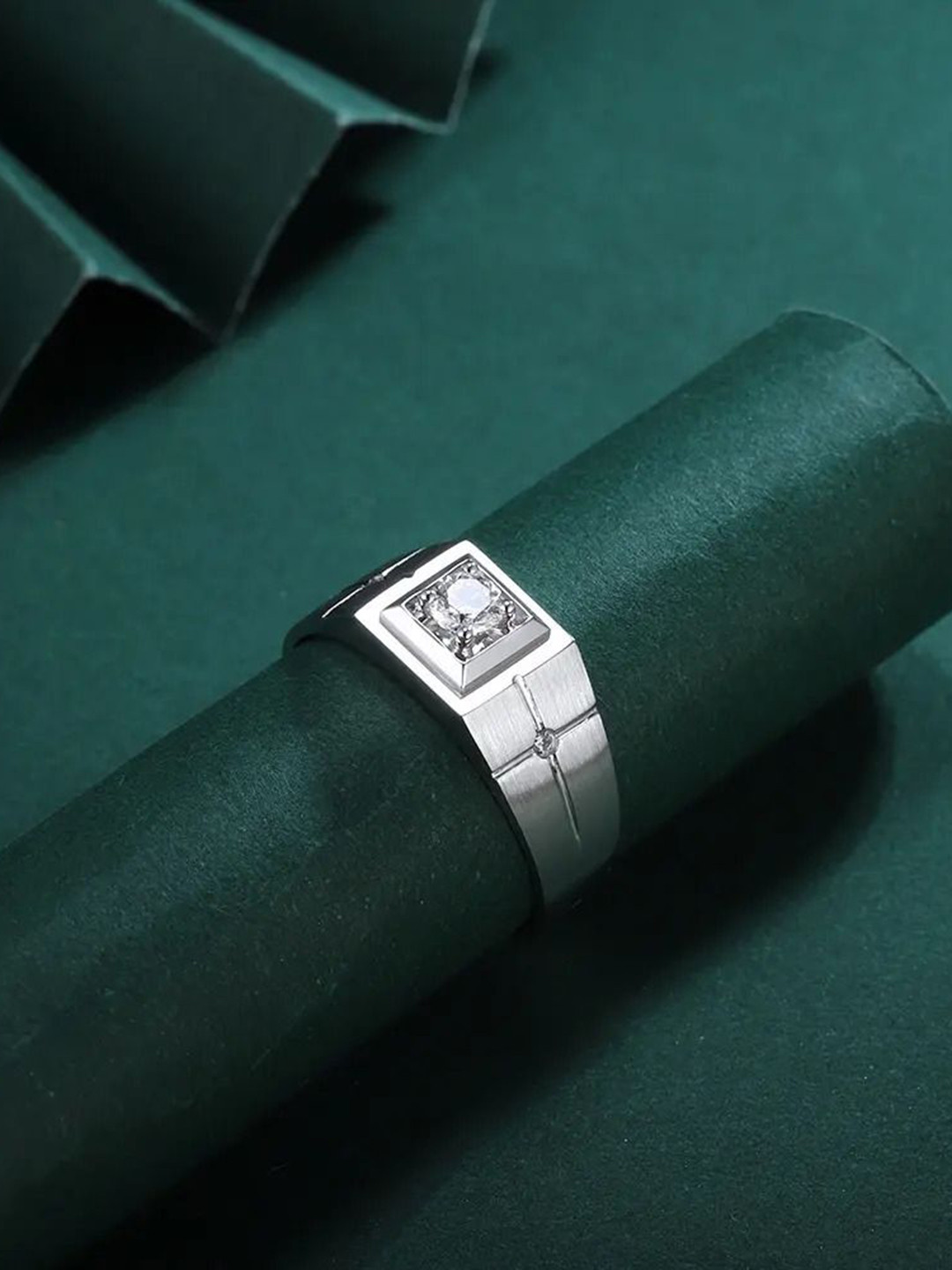 MEENAZ Silver-Plated American Diamond StuddedFingerRing