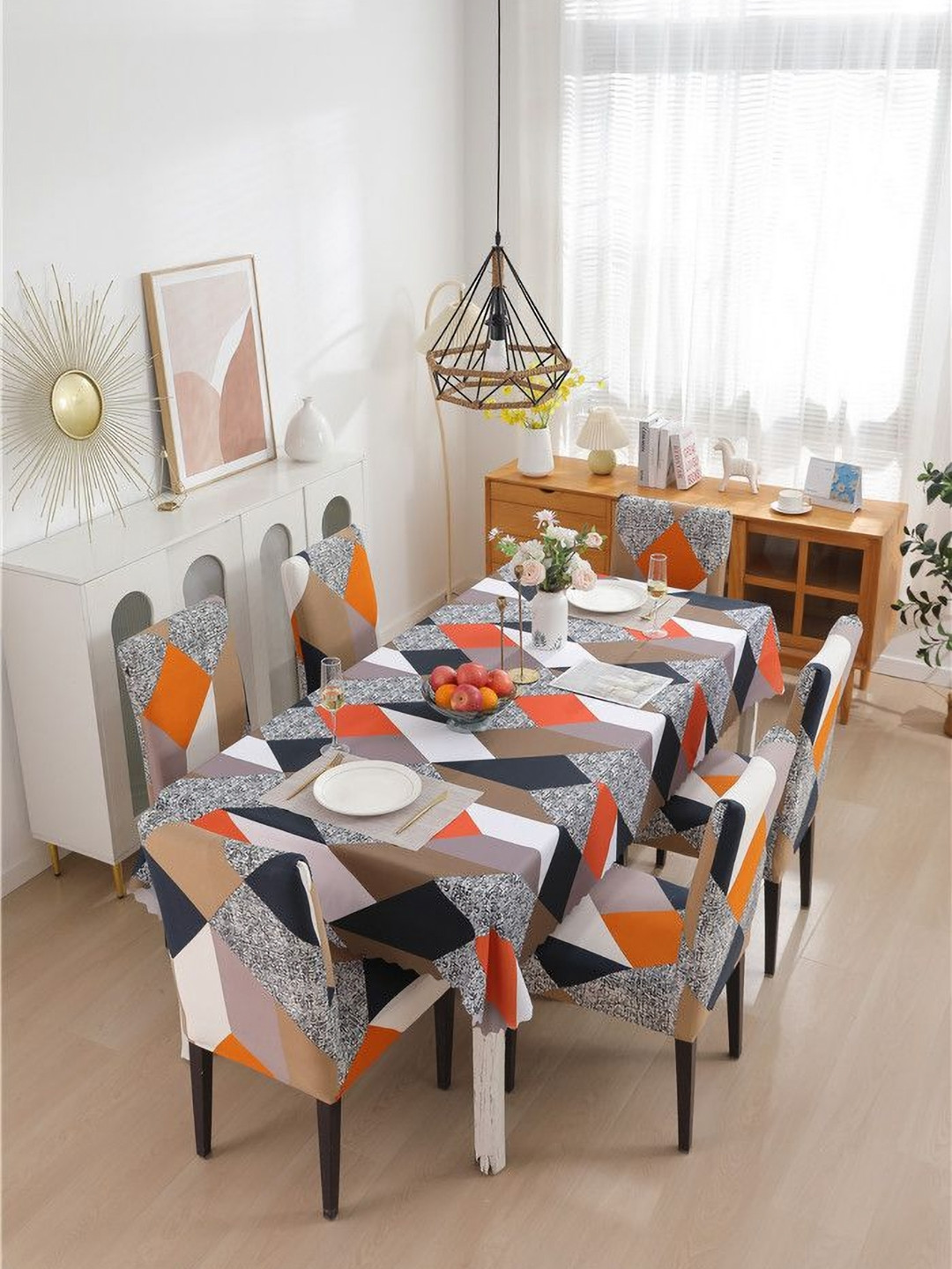 FAVRIA Set Of 7 Cream Chair Cover With Table Cover