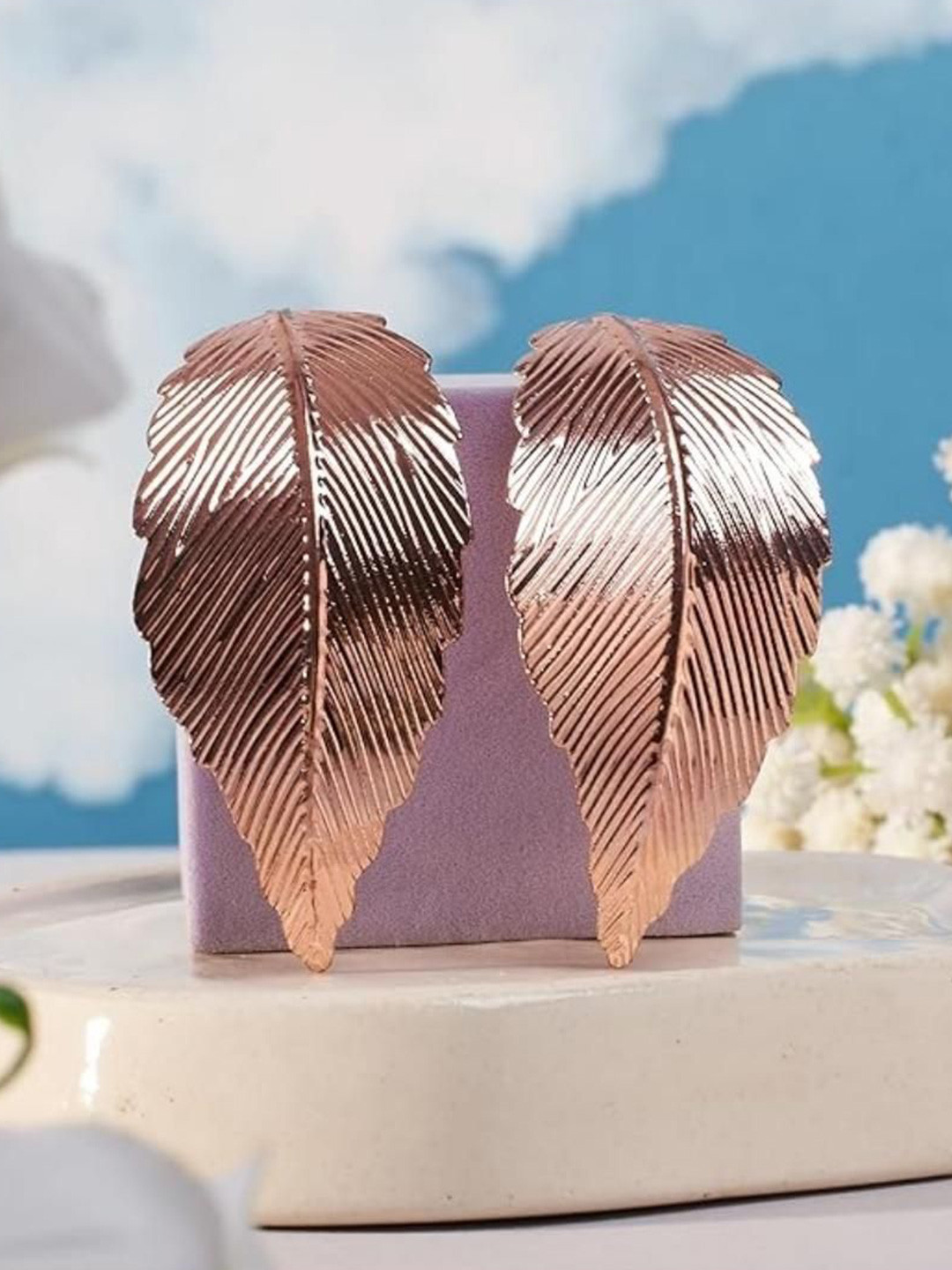 SALTY Leafy Vibe Rose Gold Plated Hoop Earrings