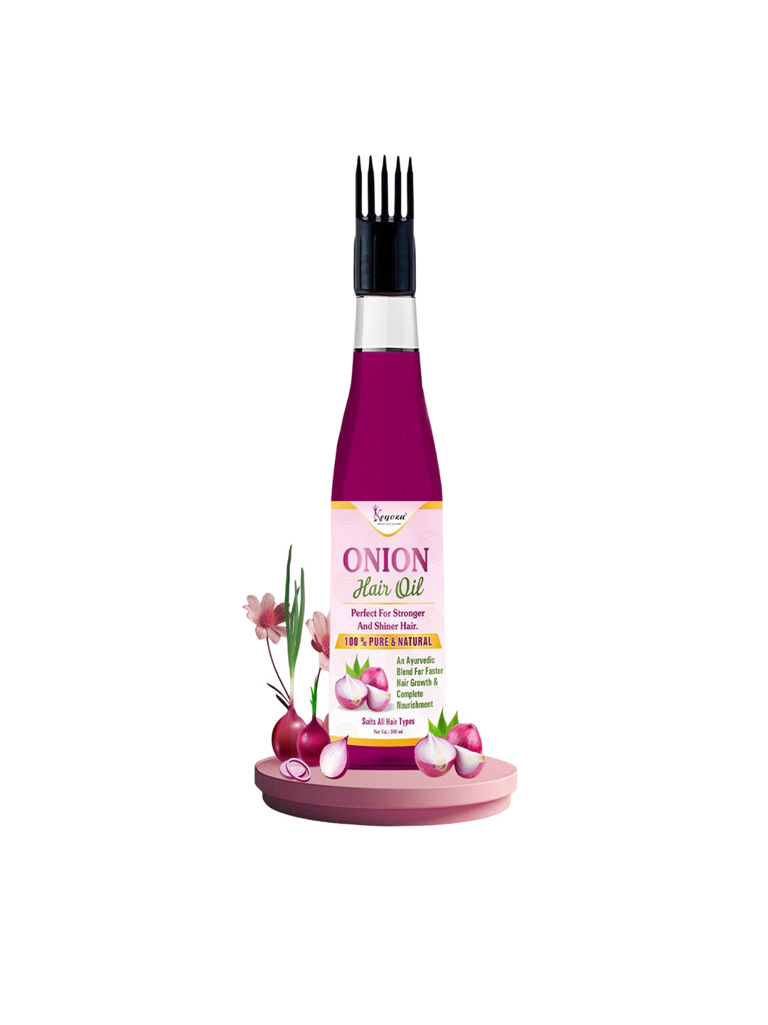 KEYOZA 100% Natural Onion Hair Oil For Stronger And Shiner Hair - 100 ml