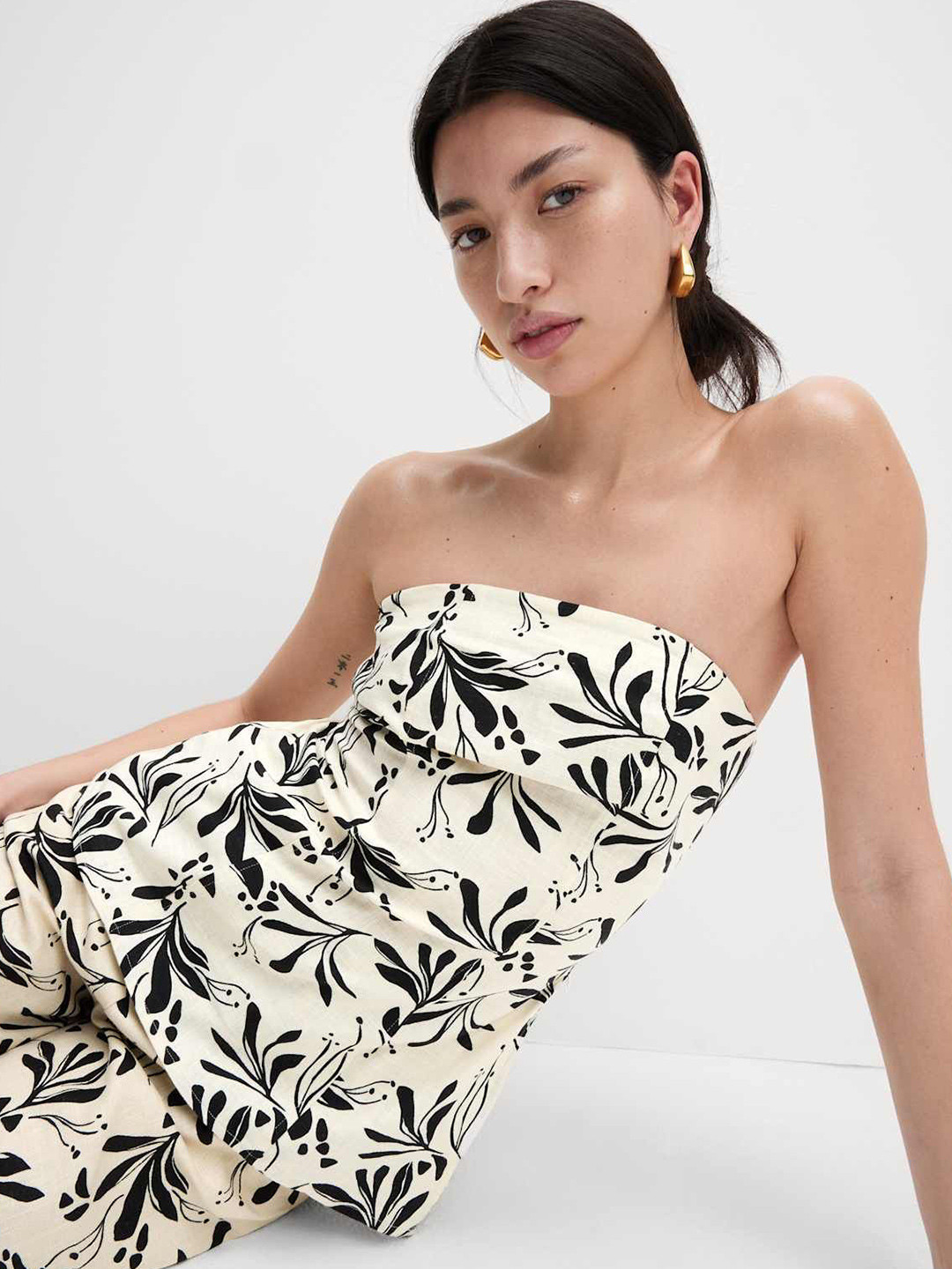 Marks & Spencer Women Linen Blend Printed Bandeau Top