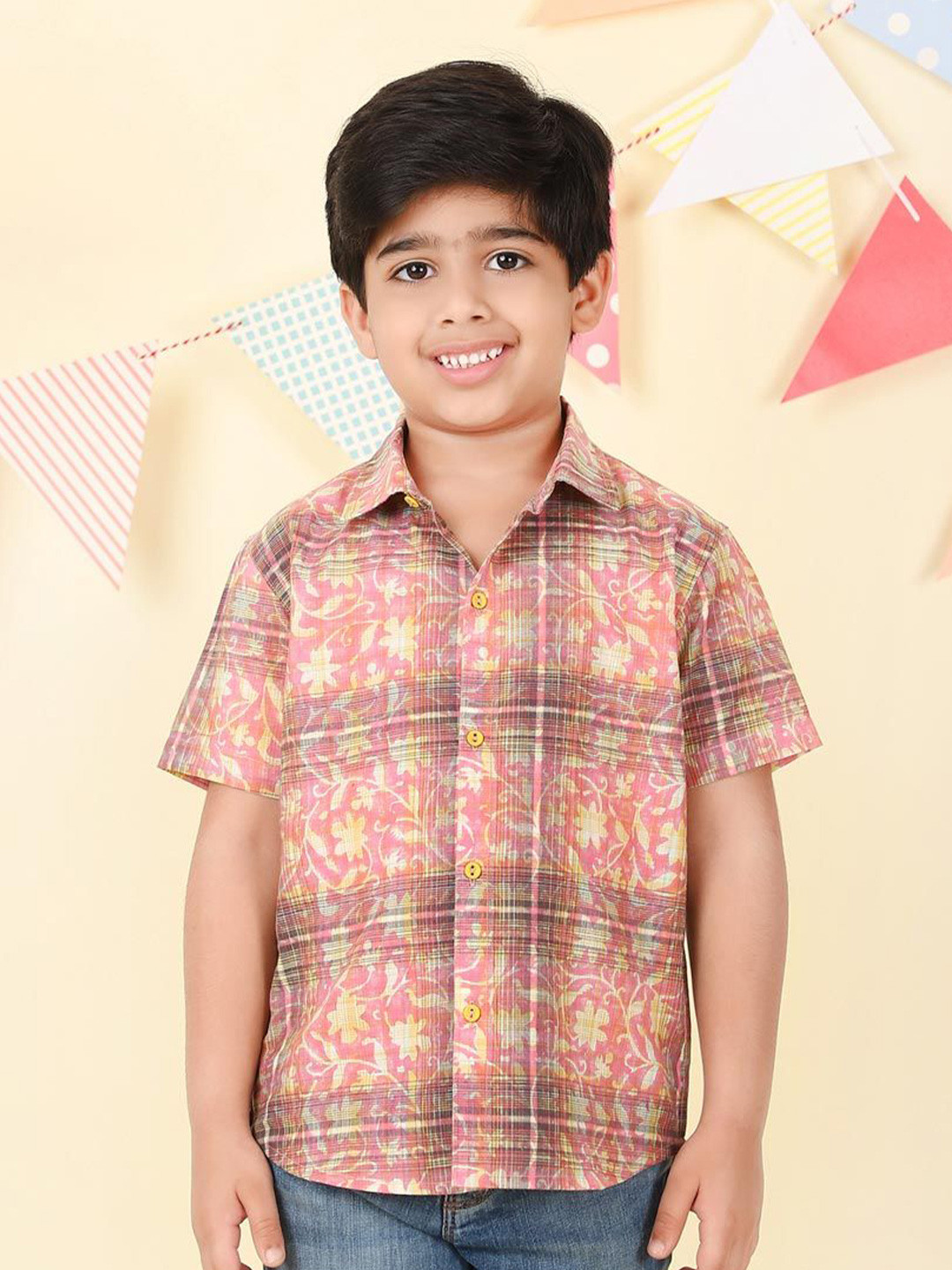 Fabindia Boys Regular Fit Casual Cotton Shirt