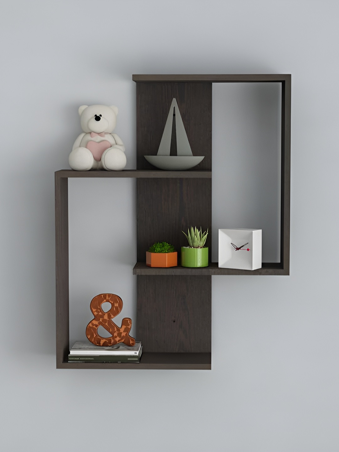 SIVOM Brown Wood ALEN Multipurpose Modular Wall Shelves