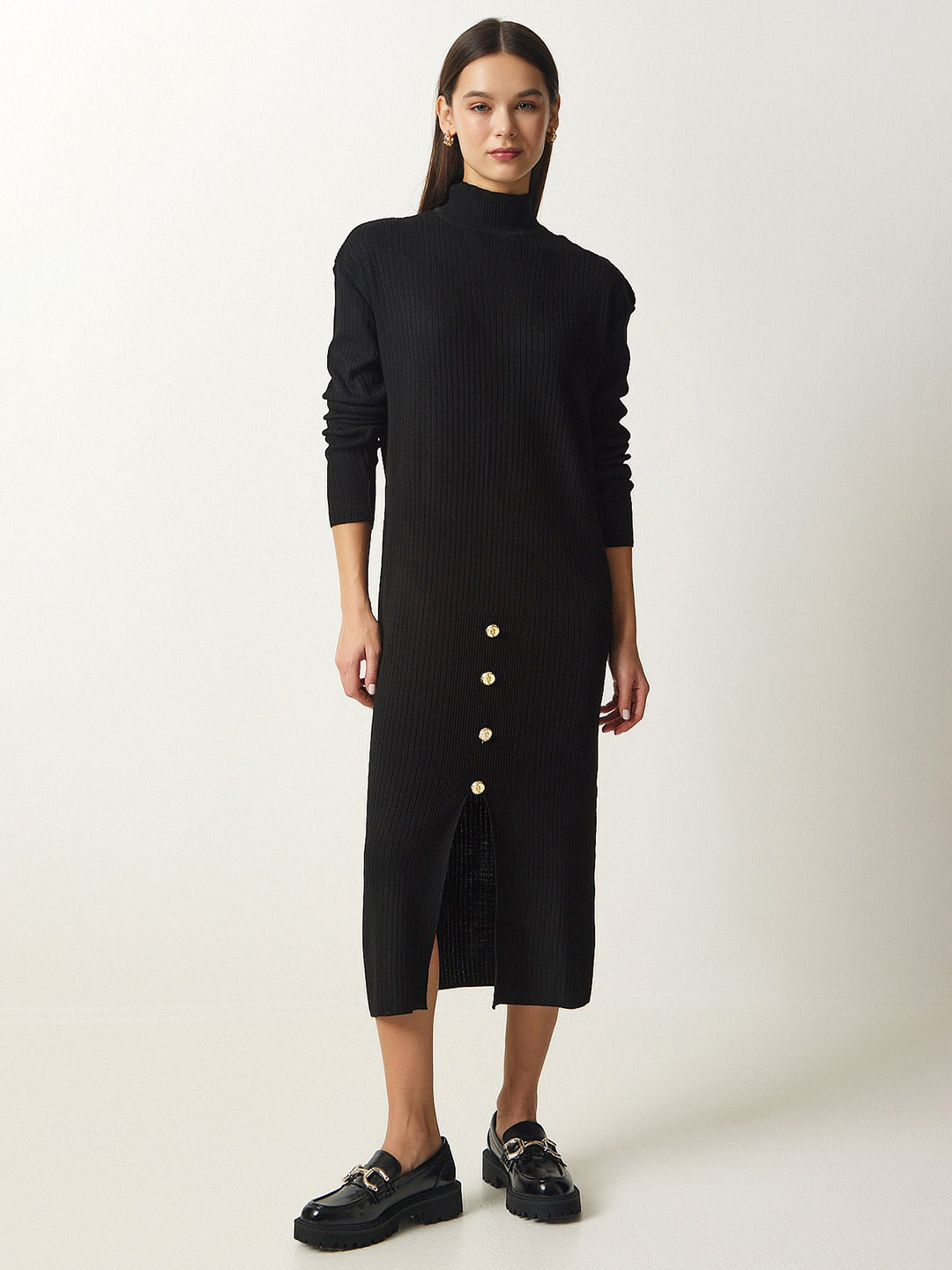 Happiness istanbul Women Long Sleeves Shift Midi Dress