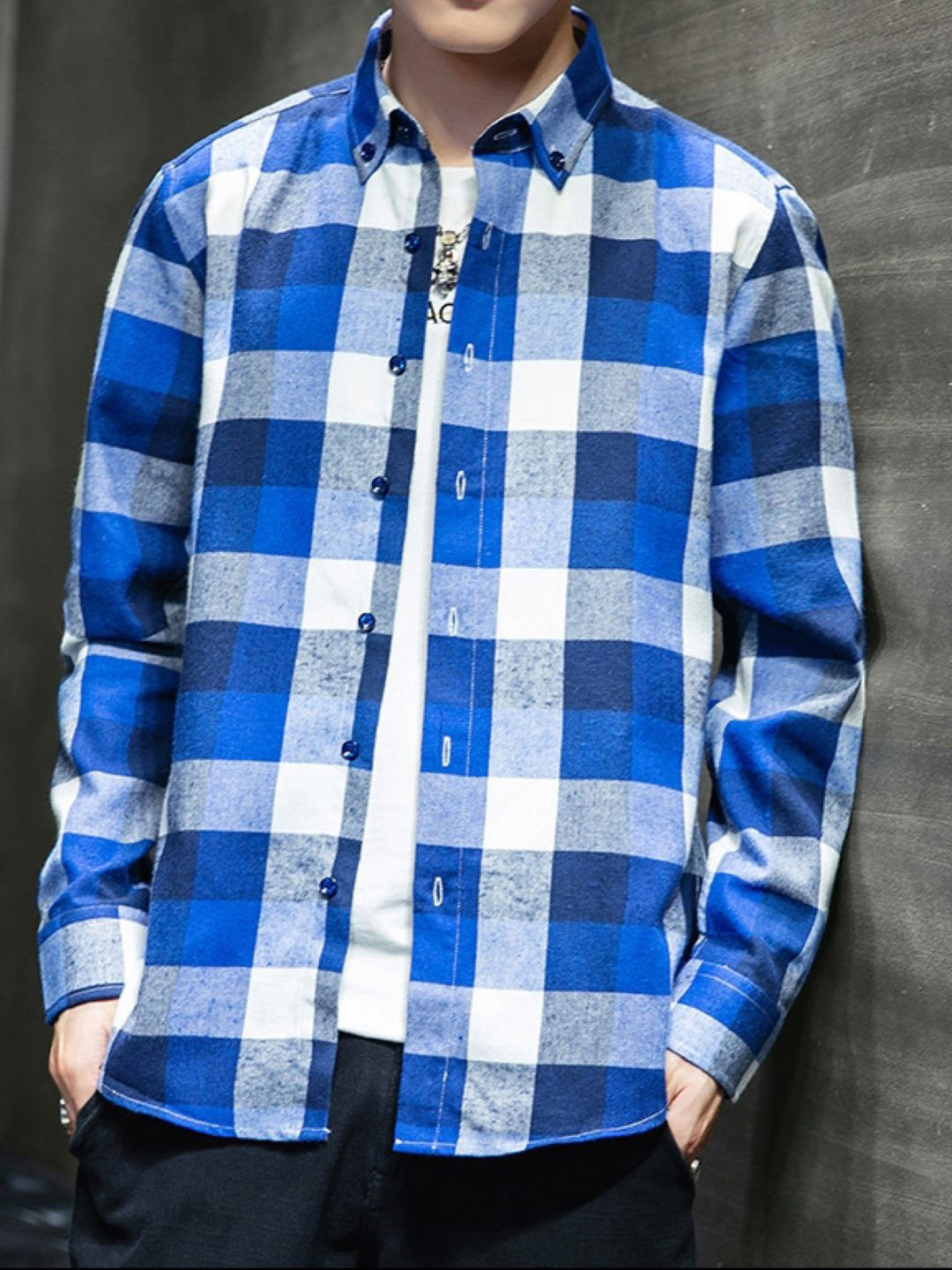 StyleCast Men Original Fit Shepherd Checked Button-Down Collar Casual Shirt