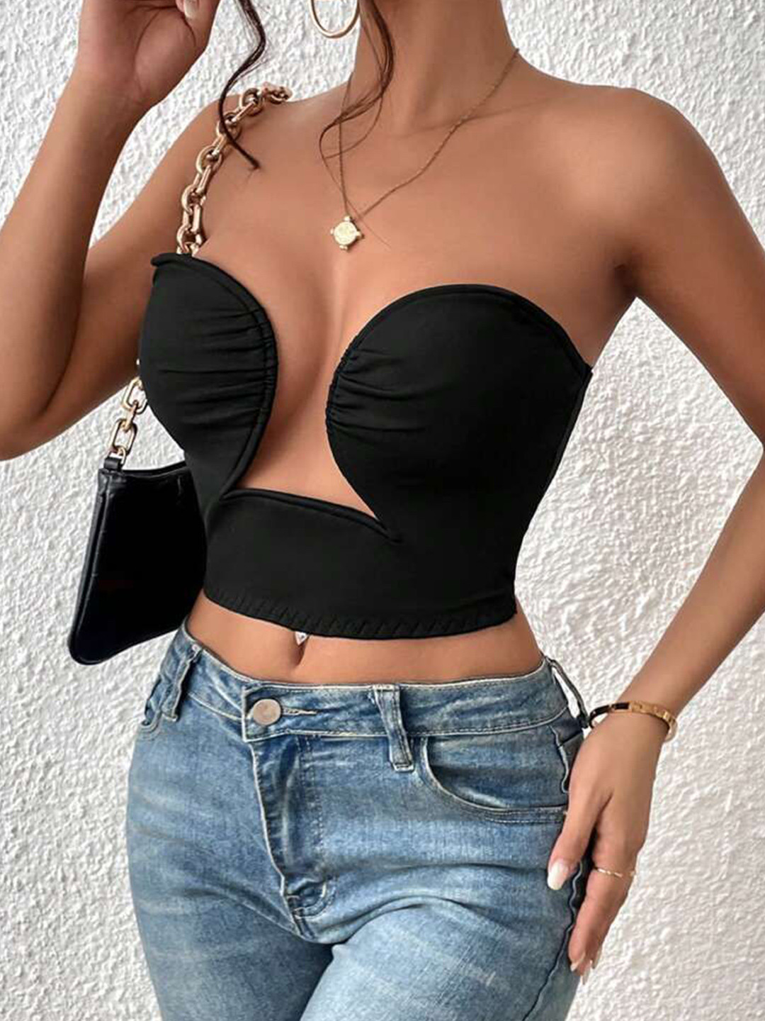 Errabelly Hollow Out Strapless Crop Top  Sexy Sleeveless Bustier Corset for Women