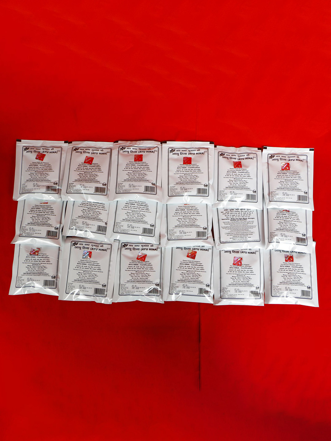 AYU HINA Set Of 18 Henna Powder For Hair Color - 45 g Each - Natural Black