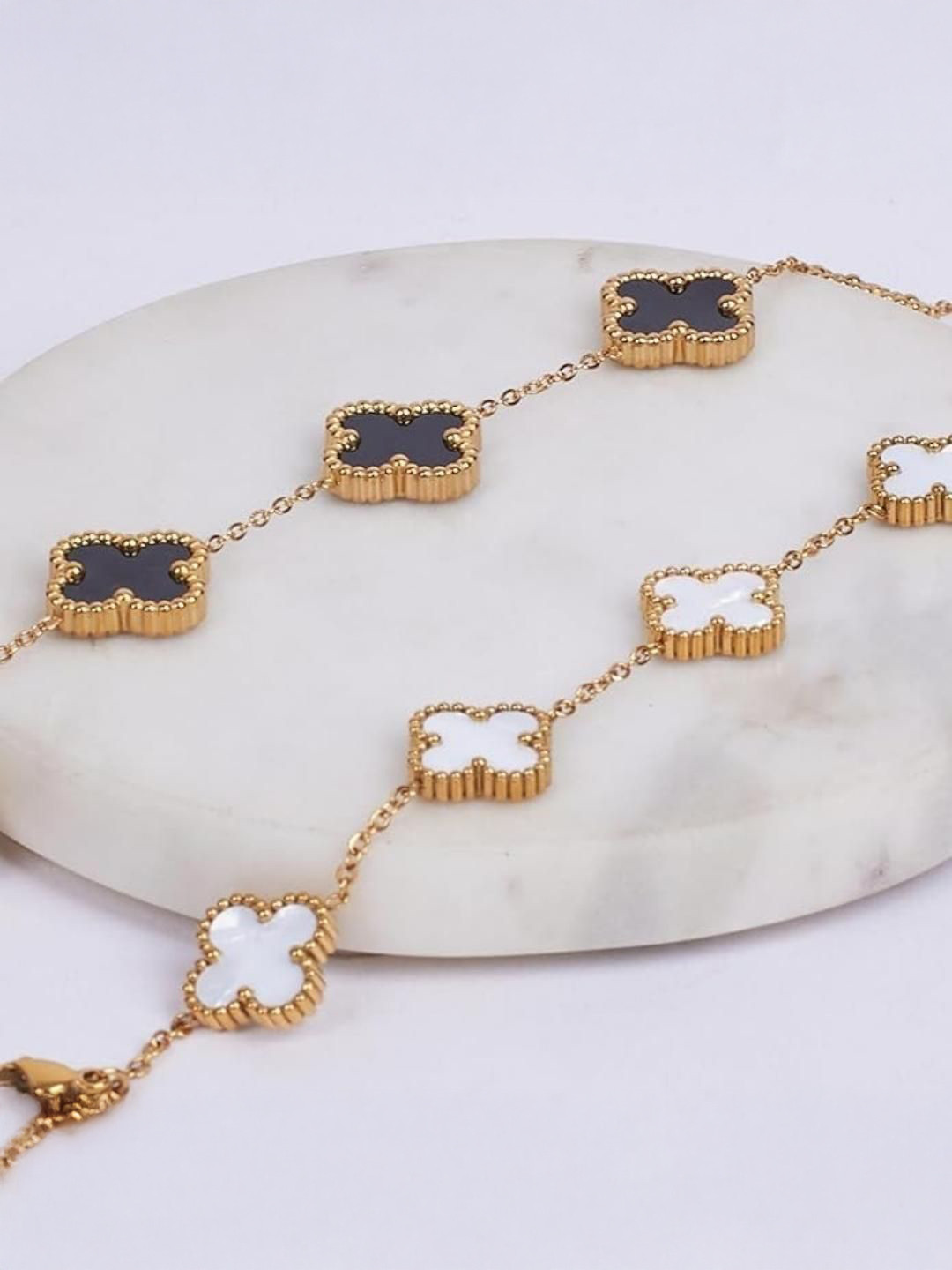 SALTY Set Of 2 Stainless Steel Victorian & Moorish Van Clef Bracelets