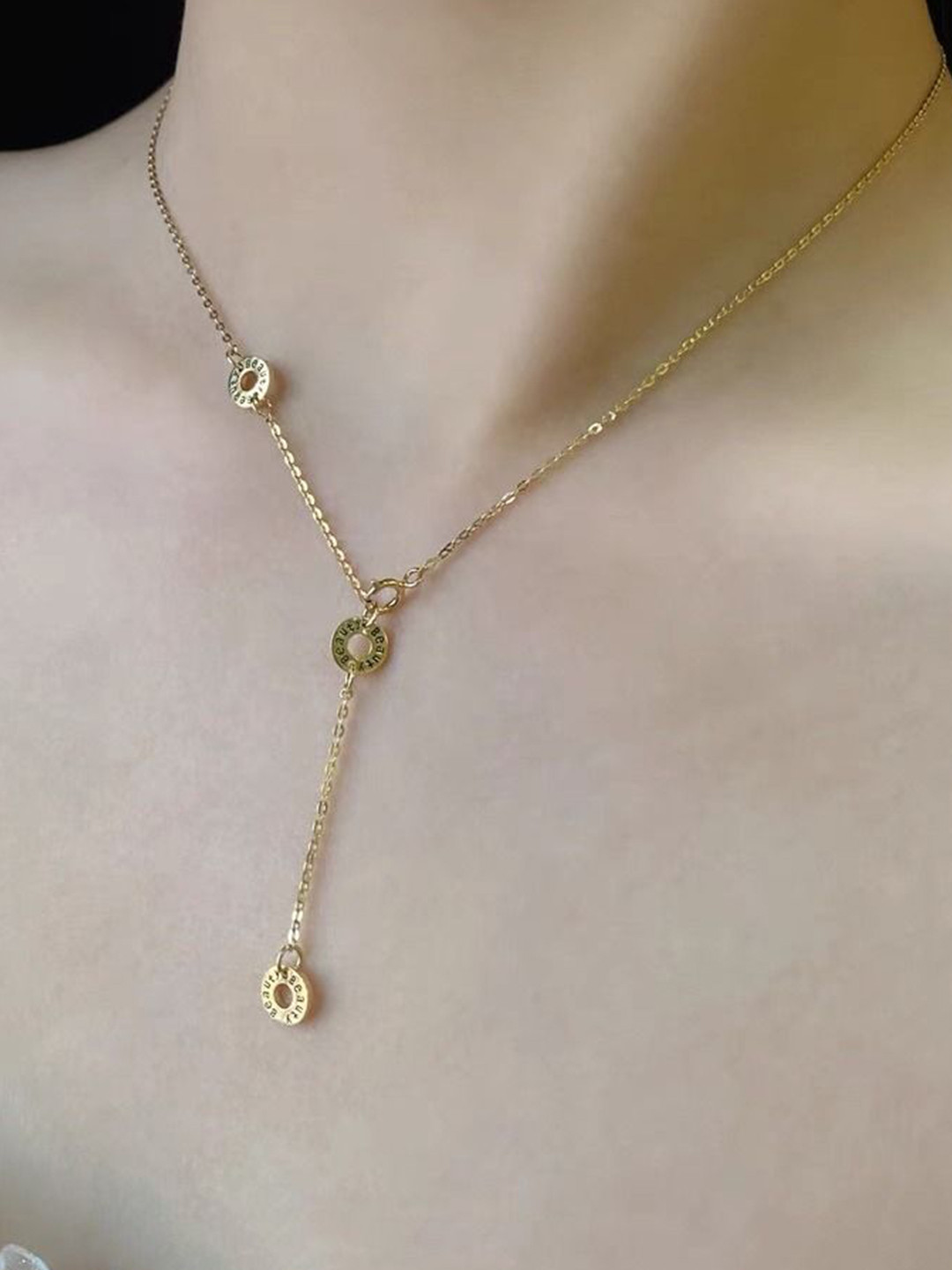 Aiza 18KT Gold Plated Drumroll Pendant with chain