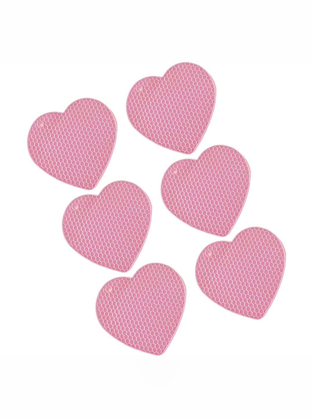 We3 Pink 6 Pieces Silicone Trivet Mats