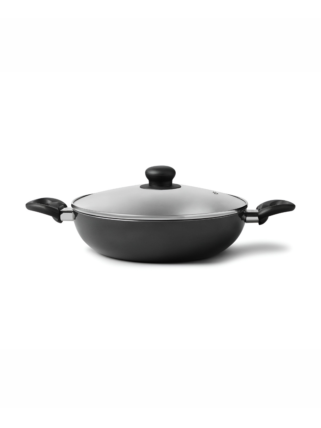 Fackelmann Quartz Black Set of 2 Aluminium Non-Toxic BPA Free Non-Stick Kadai & Lid 30cm
