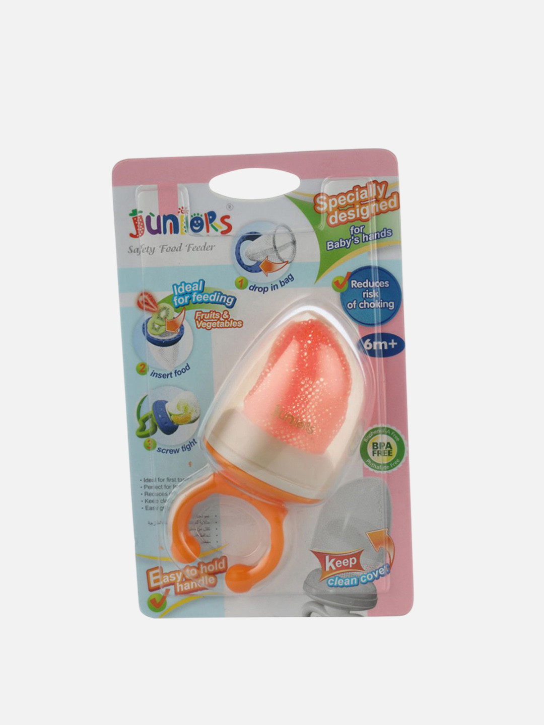 Juniors by Babyshop Pink & White Silicone BPA Free Food Feeder