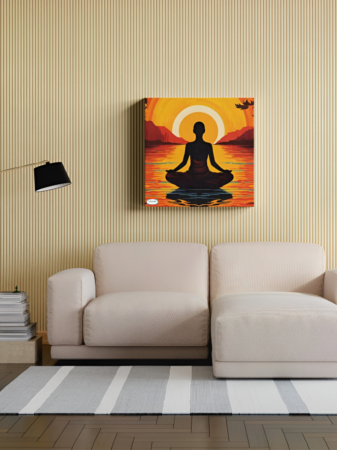 SIVOM Yellow & Black Yoga Printed Canvas Wall Art