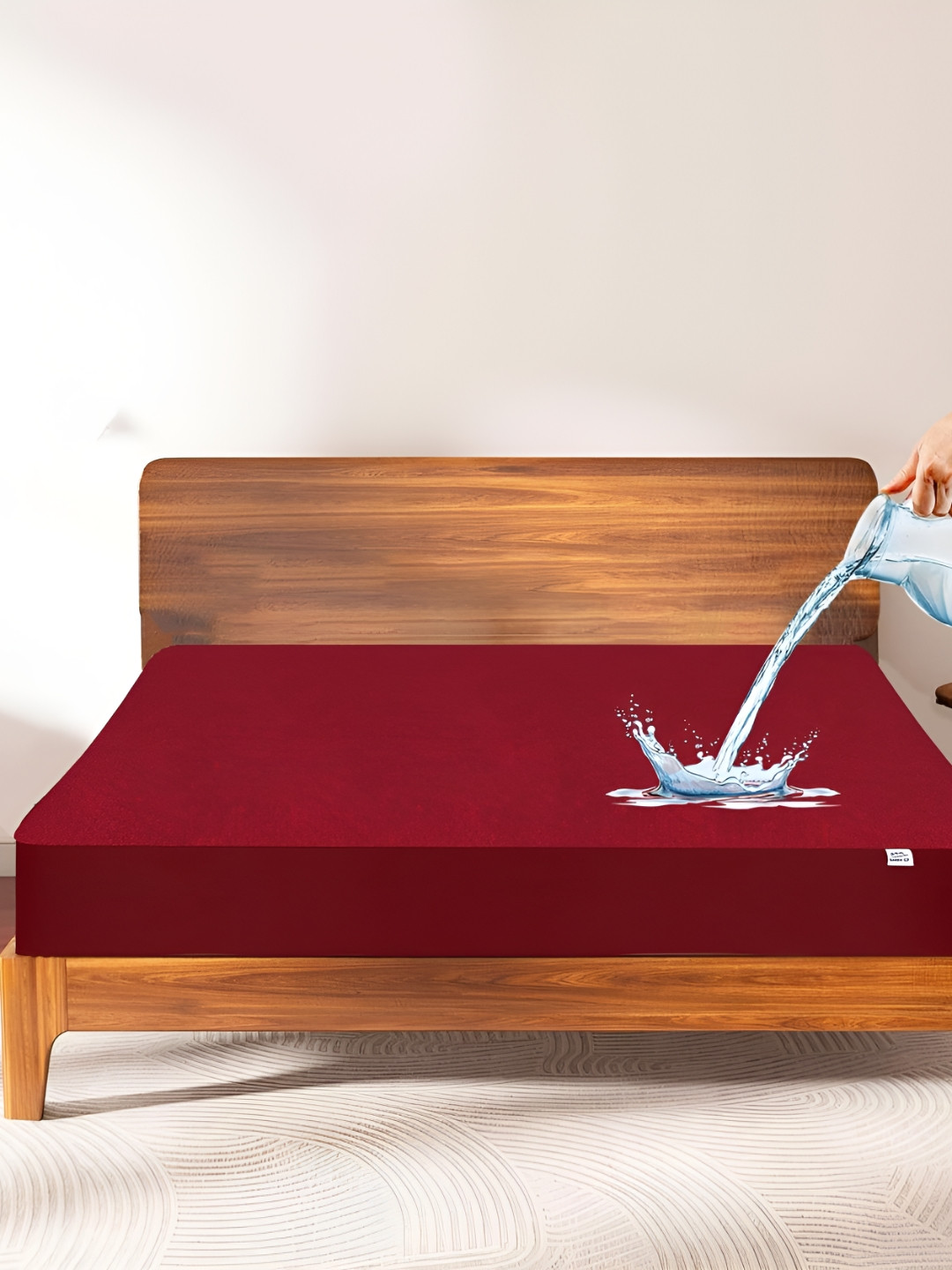 AGS ACTIVE Red Cotton Water Resistant Mattress Protector