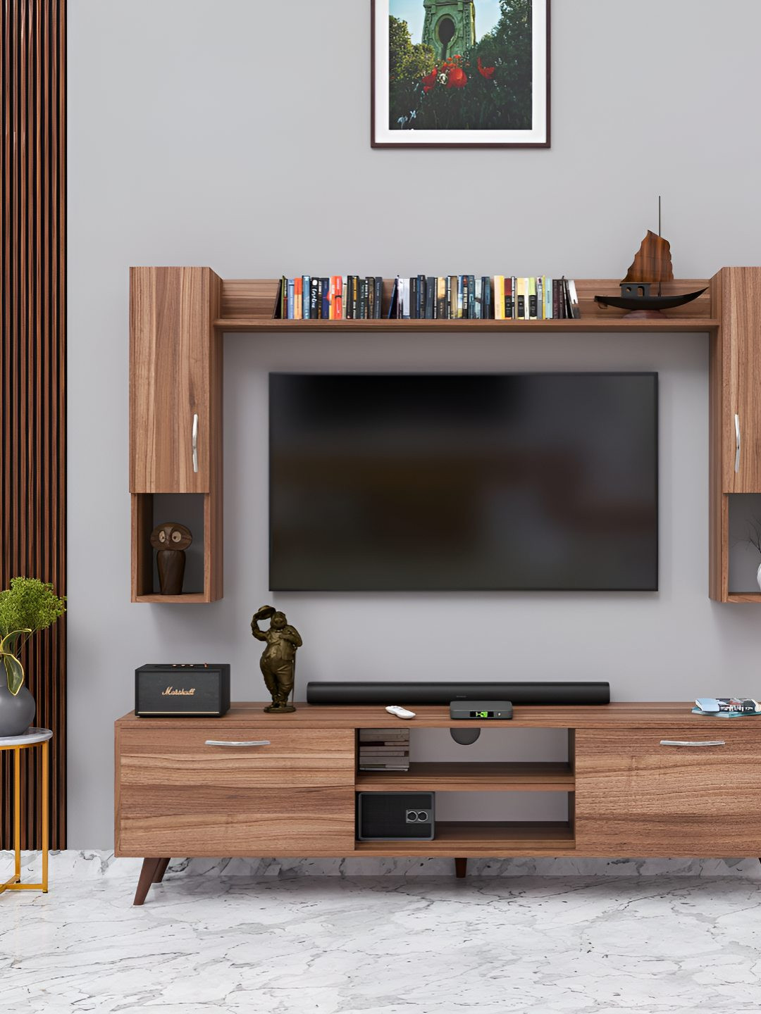 SPYDER CRAFT Brown Wooden Spyder Craft Matte Finish TV Entertainment Unit