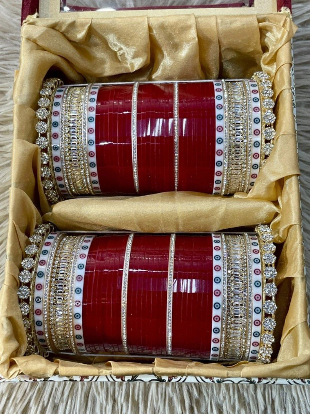 T4 JEWELS Set Of 2 Bridal Chura American Diamond Bangles