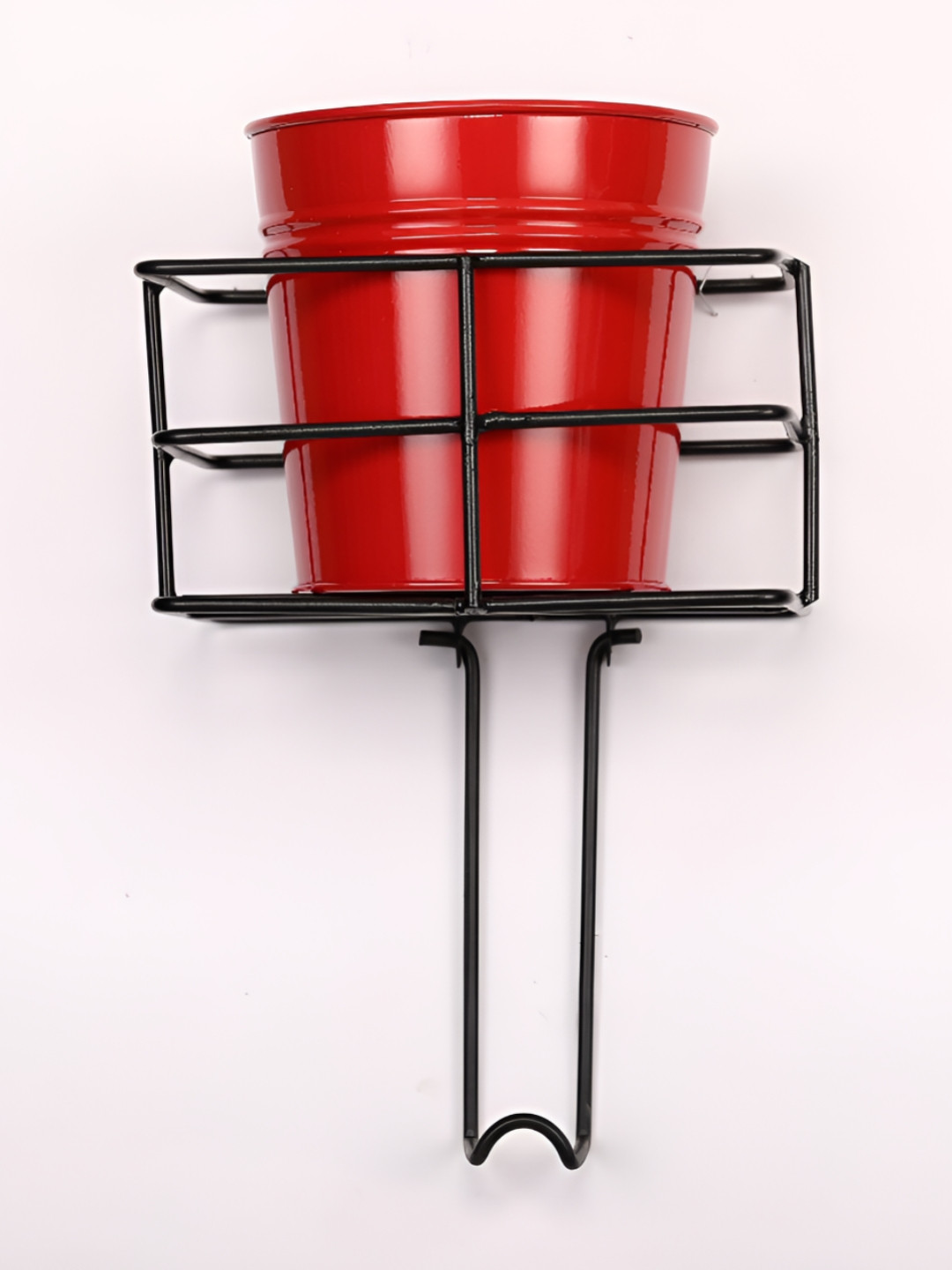 Homspurts Red & Black Bucket Wall Planter With Towel Hook