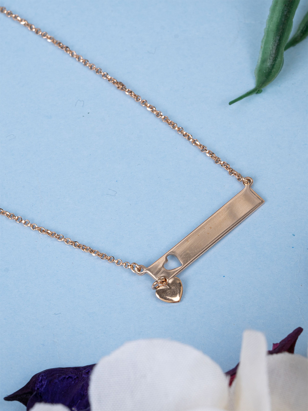 GLYTERS 925 Sterling Silver Rose Gold-Plated Yours Truly Chain