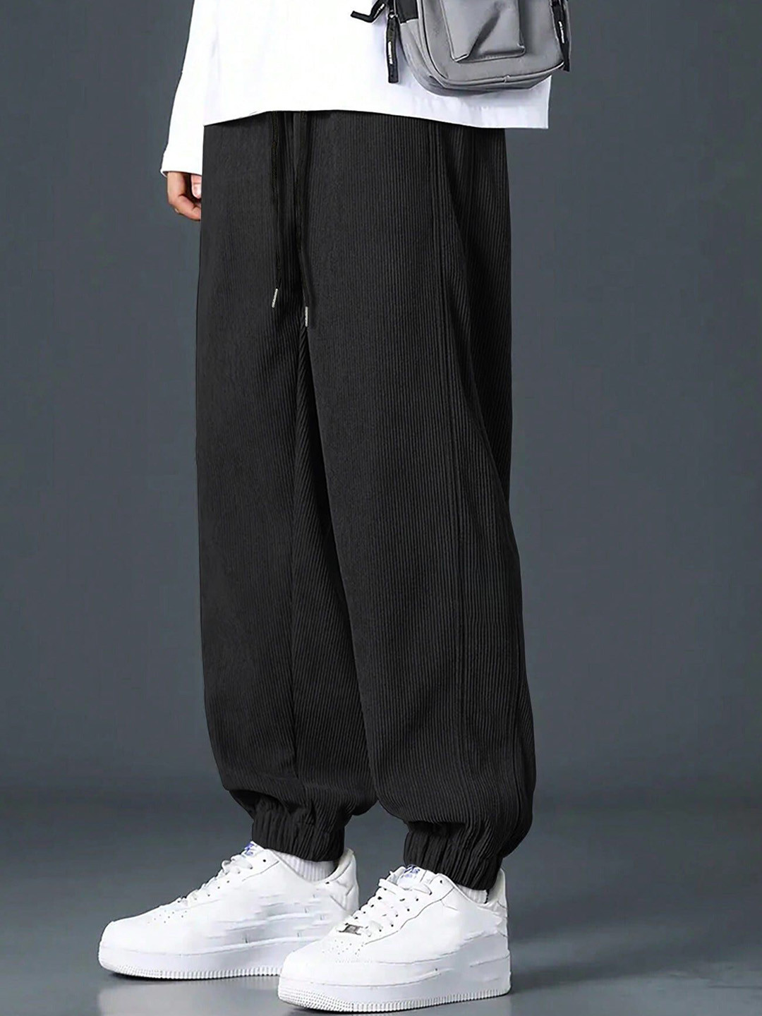 SZN Men Black High-Rise Relaxed Fit Joggers