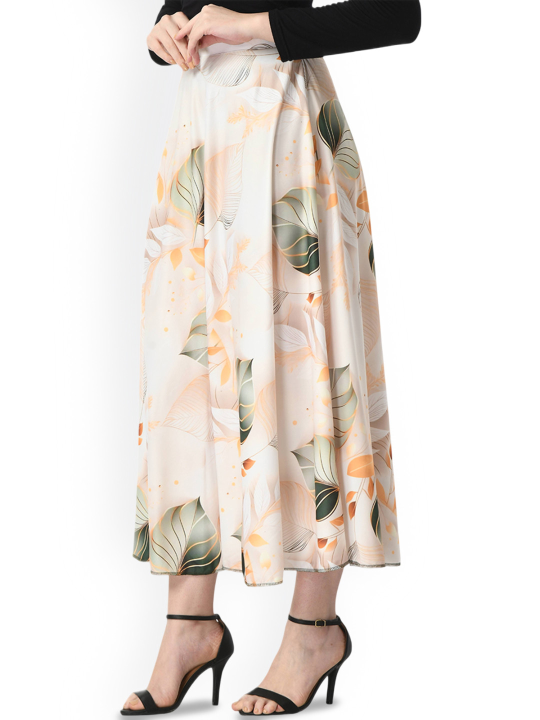 Vagisha Floral Printed Flared Maxi Skirt