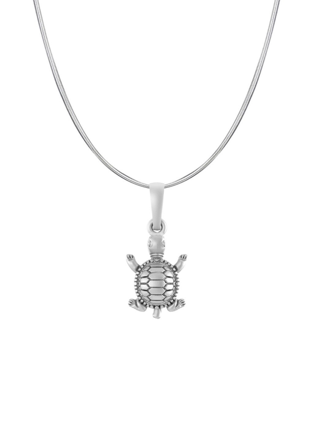 Metronaut Men 925 Sterling Silver Tortoise Pendant With Snake Chain