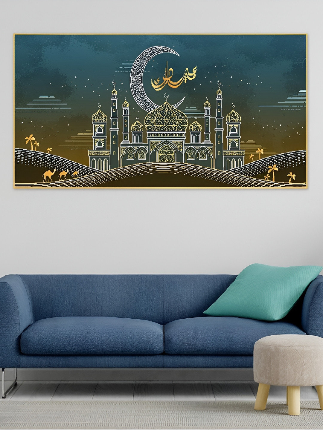 DEKORSTATION Blue Religious Canvas Wall Art