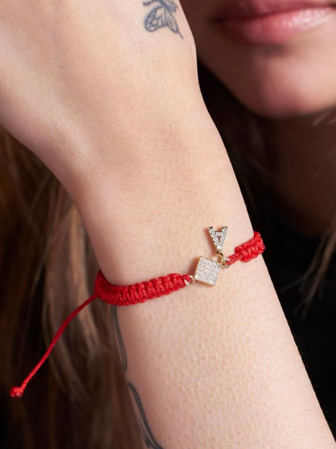 SALTY Women Stainless Steel Stone Studded Alphabet Y Wraparound Thread Bracelet