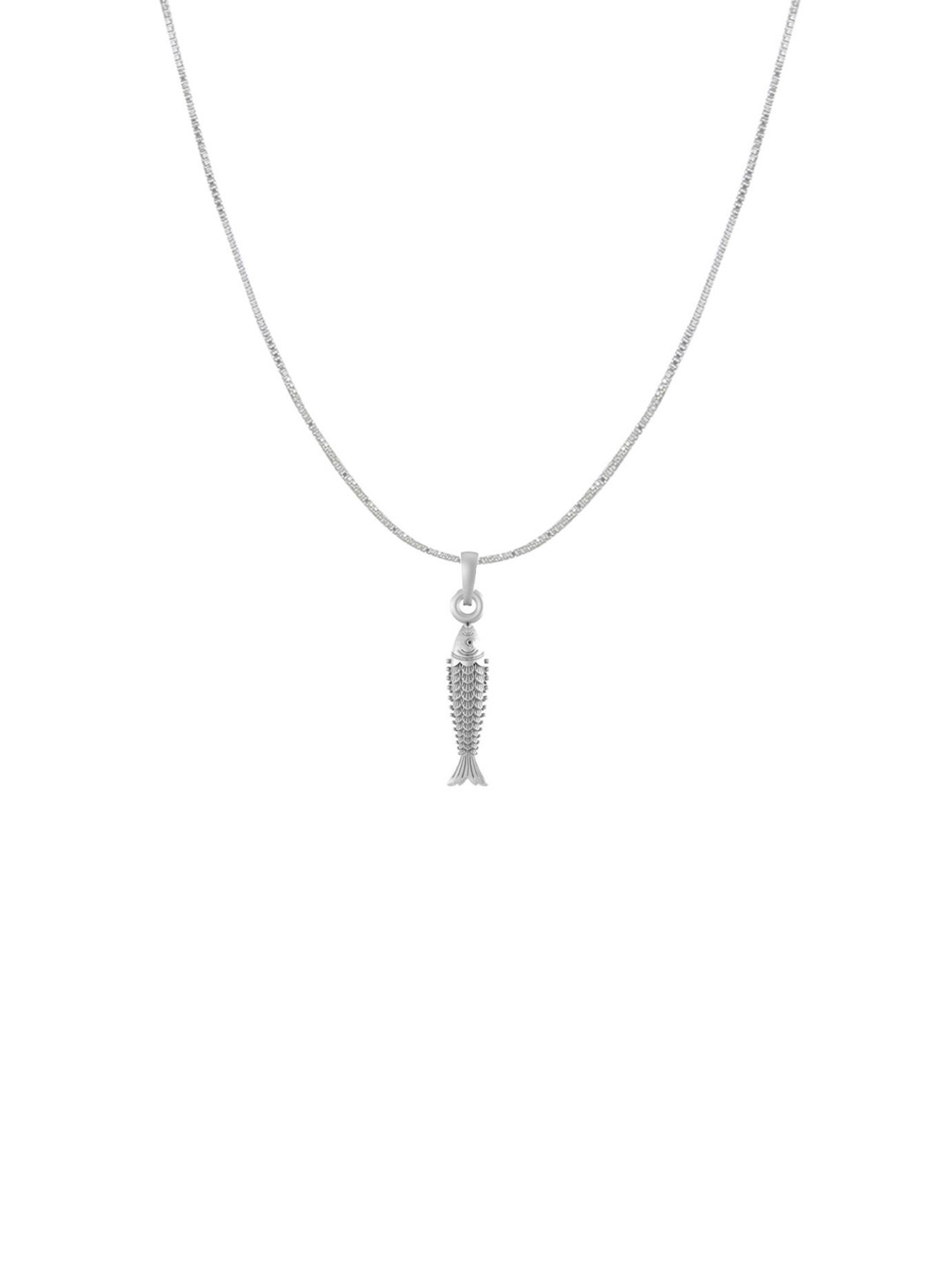 Metronaut 925 Sterling Silver Fish Pendant With Box Chain