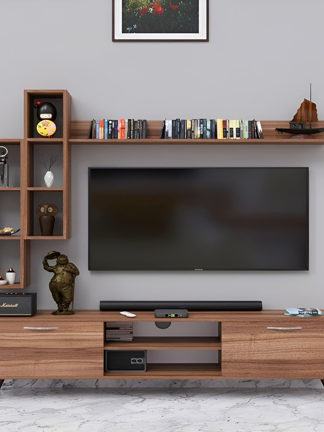 SPYDER CRAFT Brown Wooden Spyder Craft Matte Finish TV Entertainment Unit