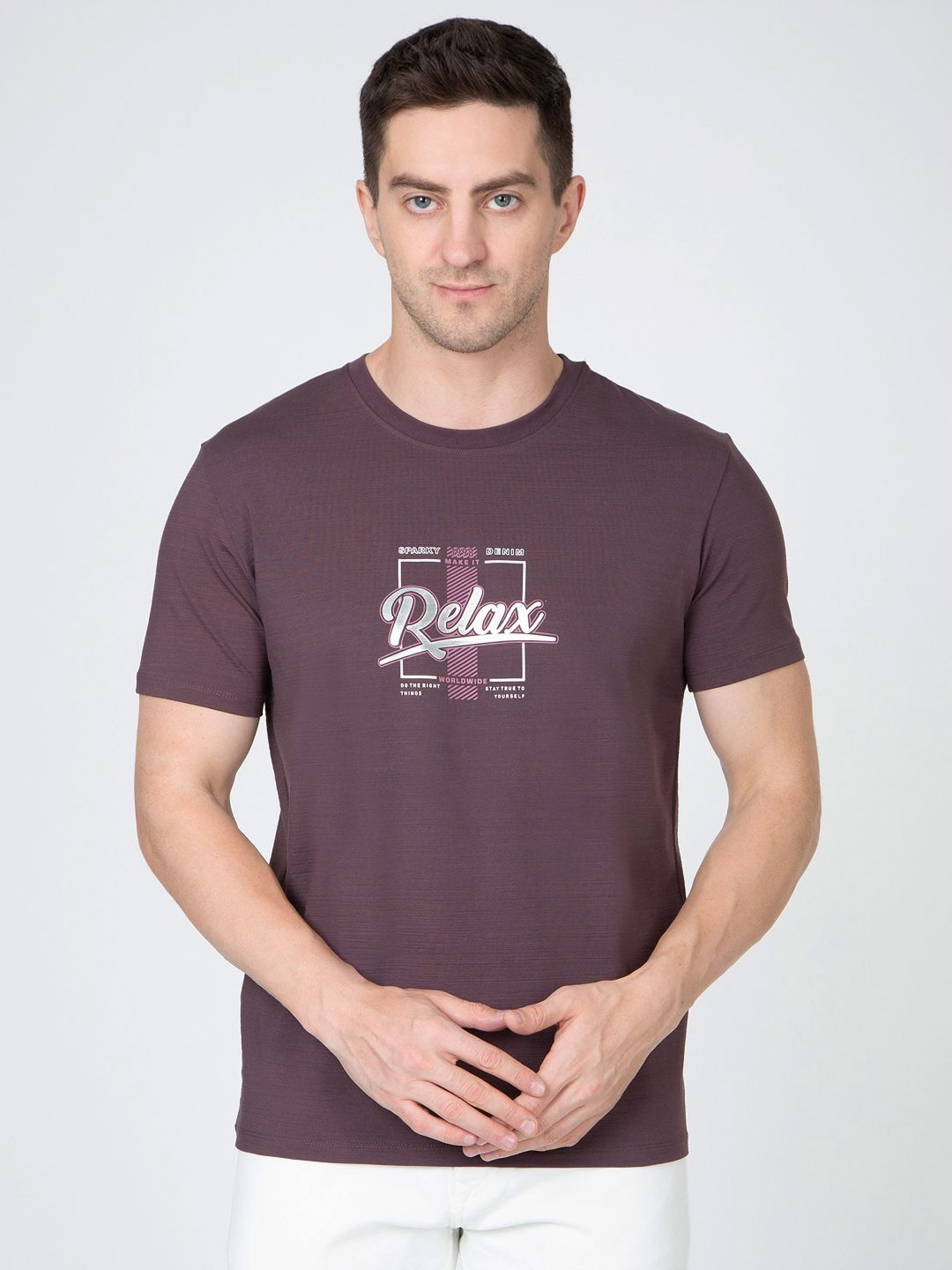 Sparky Men Relax Typography Round Neck Regular Fit T-shirt