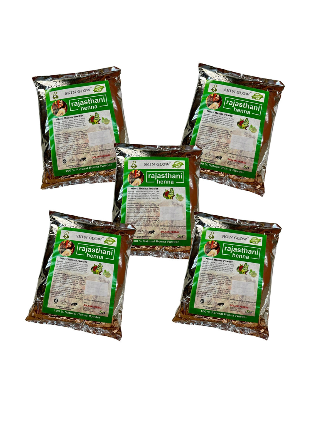 Rajasthani henna Set Of 5 Heena Powder For Hair - 500 g Each