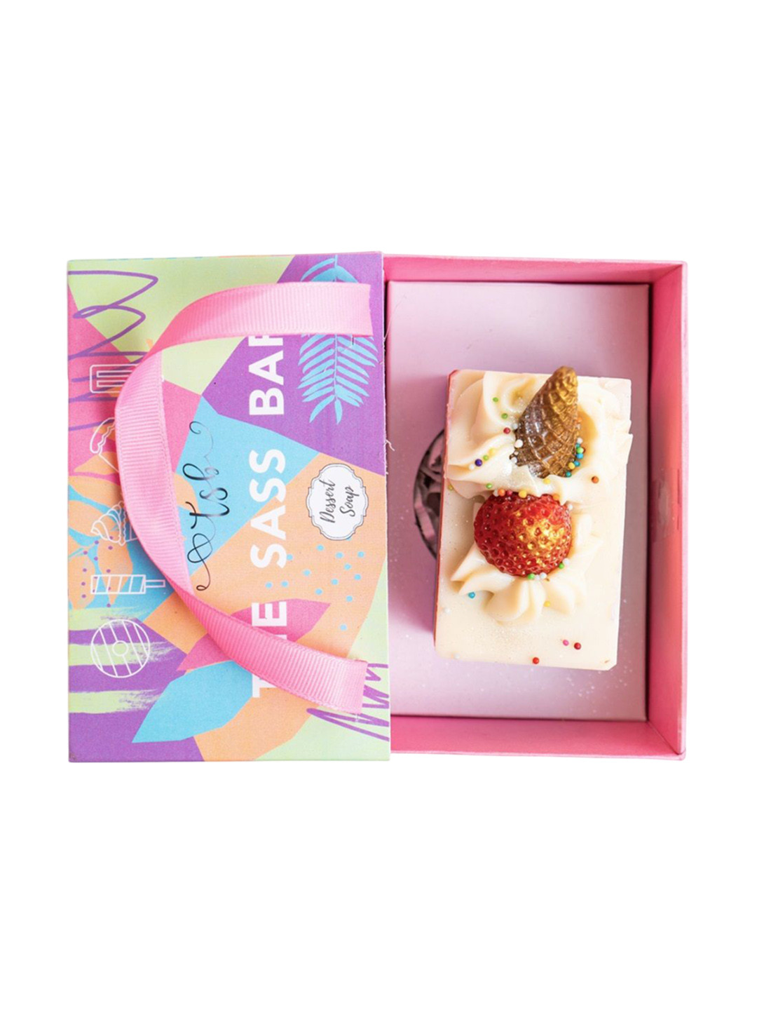 The Sass Bar Rainbow Ice Cream Loaf Dessert Softening Soap With Cocoa Butter - 120 g