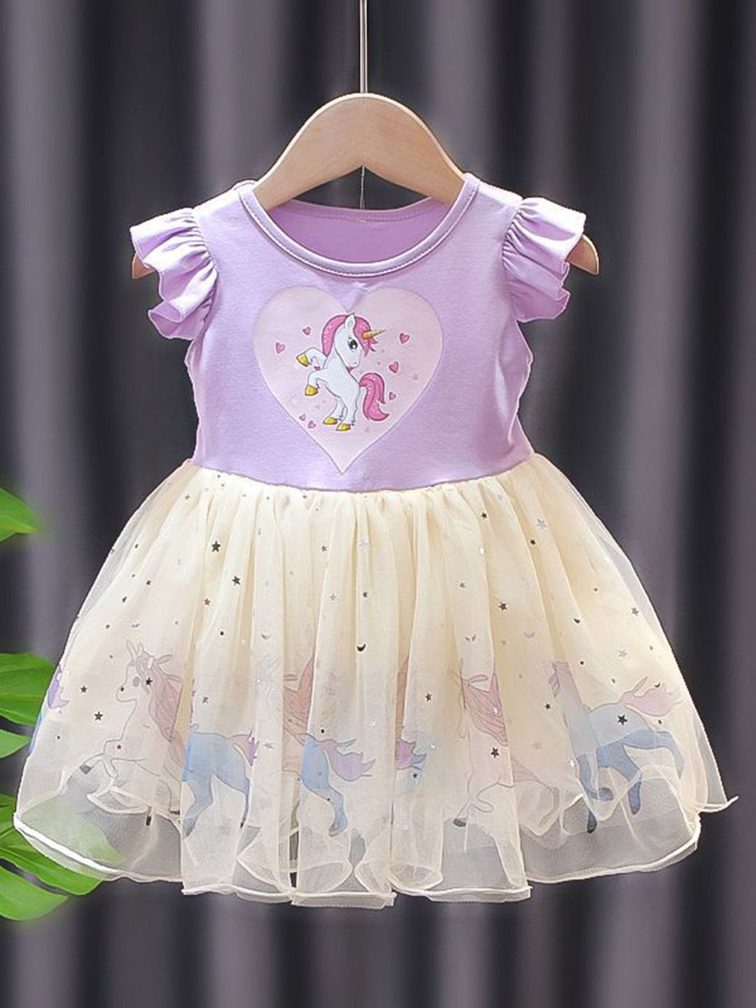 YK Girl Flutter Sleeve Fit and Flare Dress